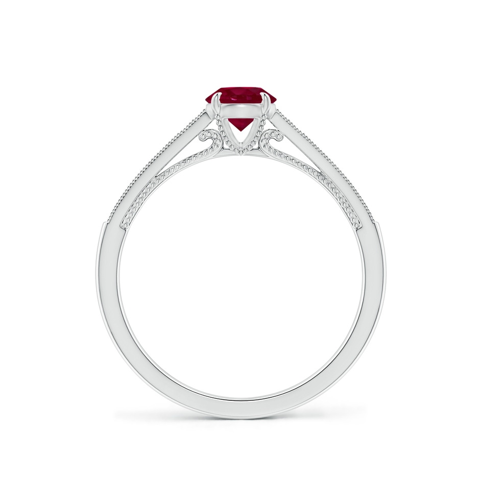 5mm A Vintage Inspired Claw-Set Round Ruby Solitaire Ring in White Gold side-1