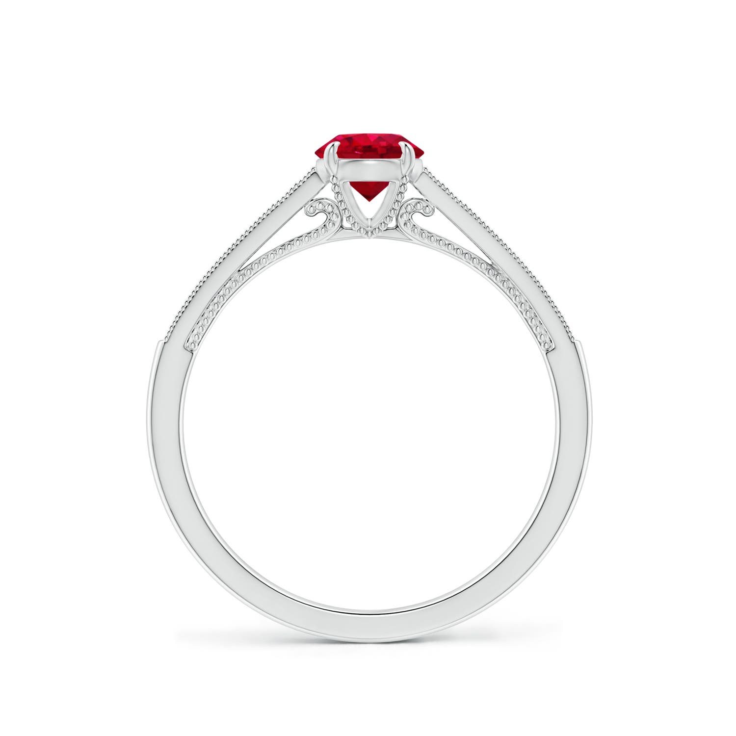 AAA - Ruby / 0.69 CT / 14 KT White Gold