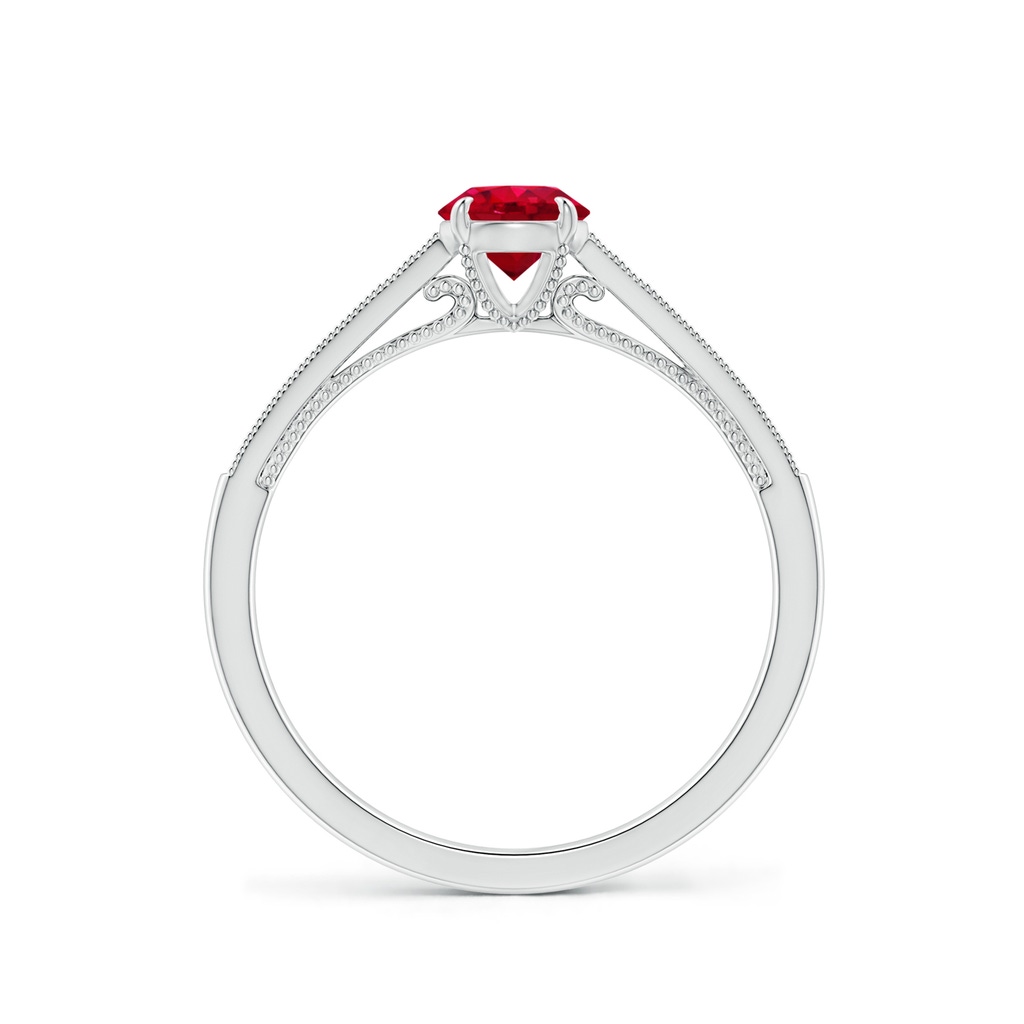 5mm AAA Vintage Inspired Claw-Set Round Ruby Solitaire Ring in White Gold Side-1