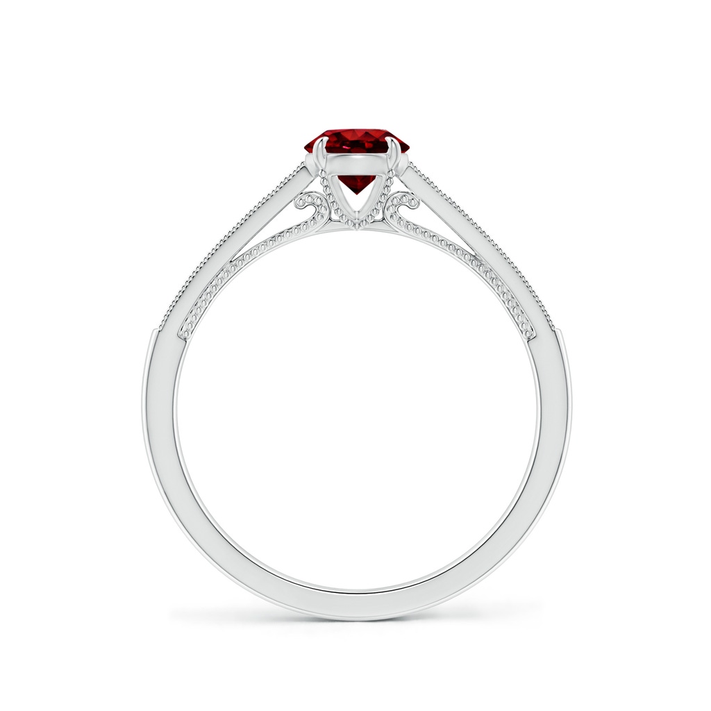 5mm AAAA Vintage Inspired Claw-Set Round Ruby Solitaire Ring in White Gold Side-1