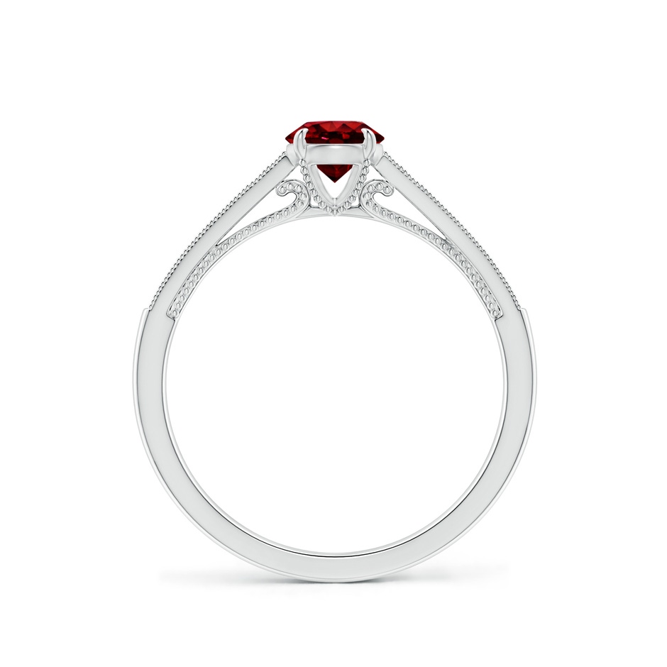 5mm AAAA Vintage Inspired Claw-Set Round Ruby Solitaire Ring in White Gold side-1