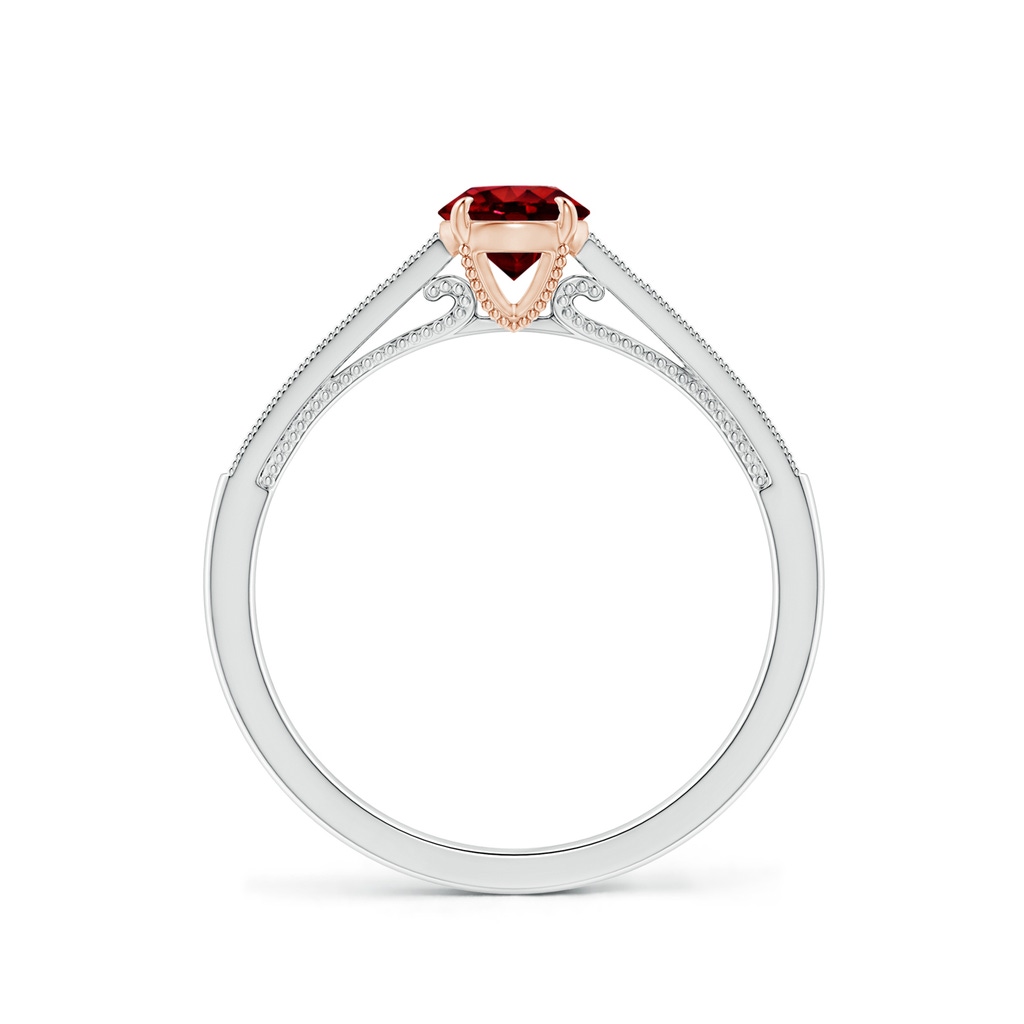 5mm AAAA Vintage Inspired Claw-Set Round Ruby Solitaire Ring in White Gold Rose Gold Side-1
