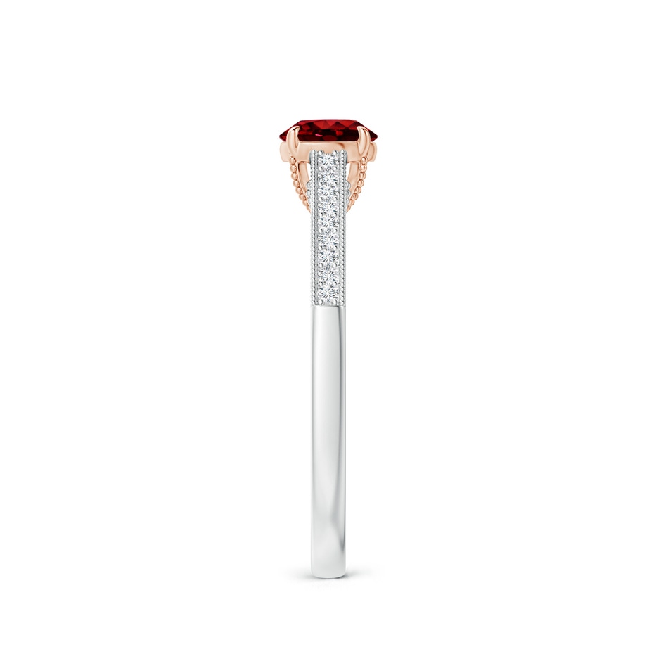 5mm AAAA Vintage Inspired Claw-Set Round Ruby Solitaire Ring in White Gold Rose Gold side-2