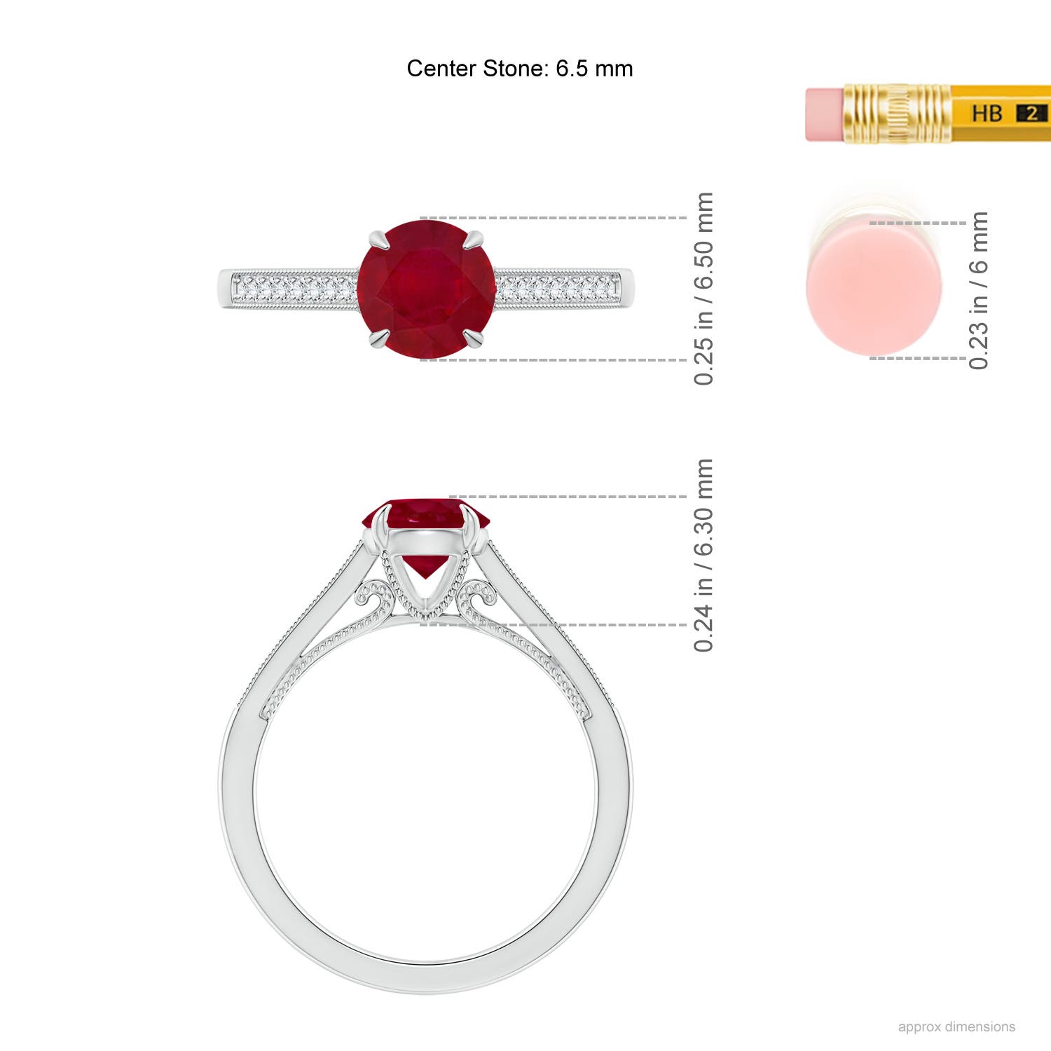 AA - Ruby / 1.33 CT / 14 KT White Gold