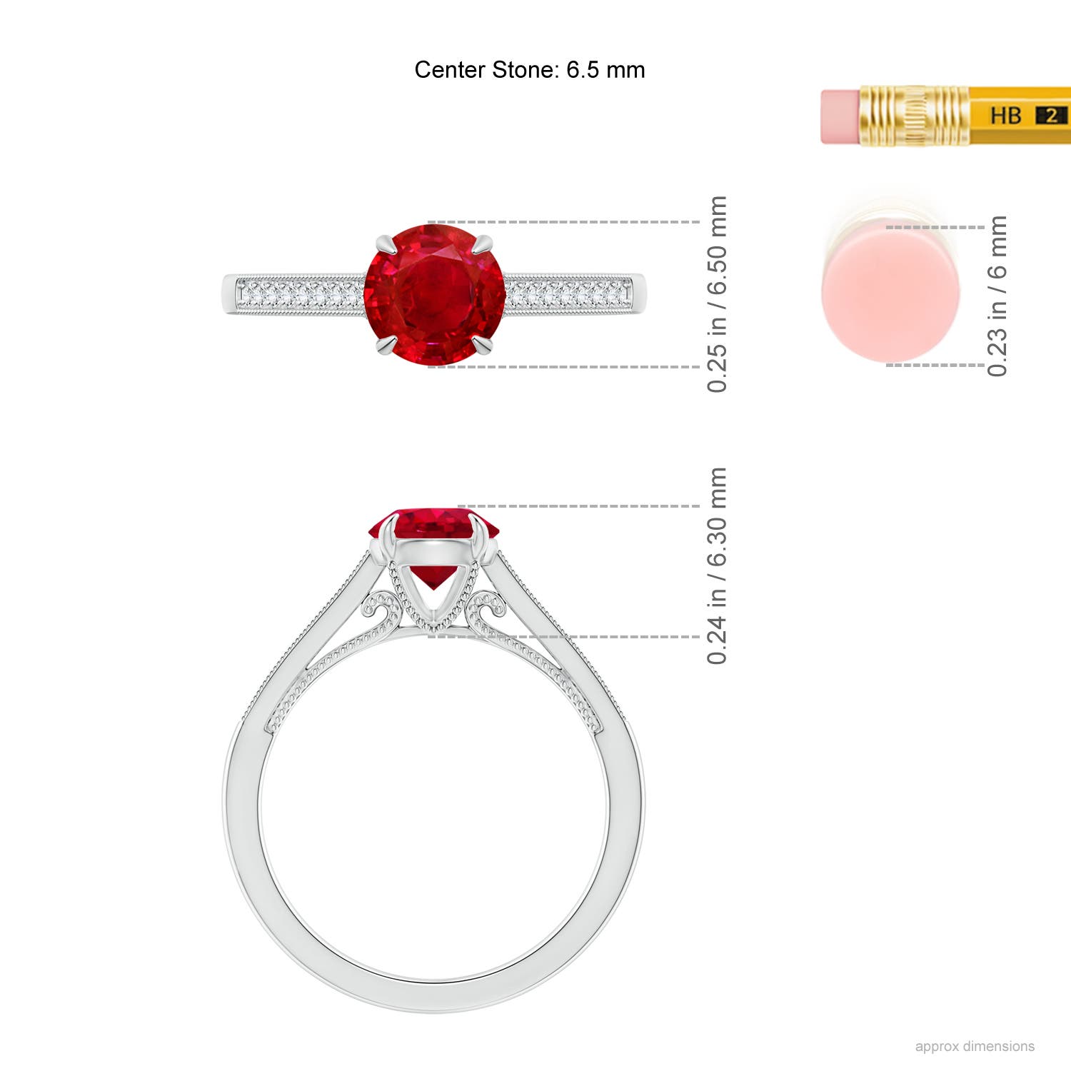 AAA - Ruby / 1.33 CT / 14 KT White Gold