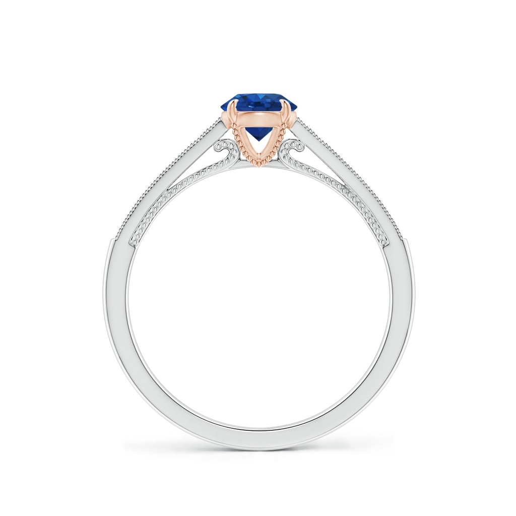 5mm AAA Vintage Inspired Claw-Set Round Sapphire Solitaire Ring in White Gold Rose Gold Side-1