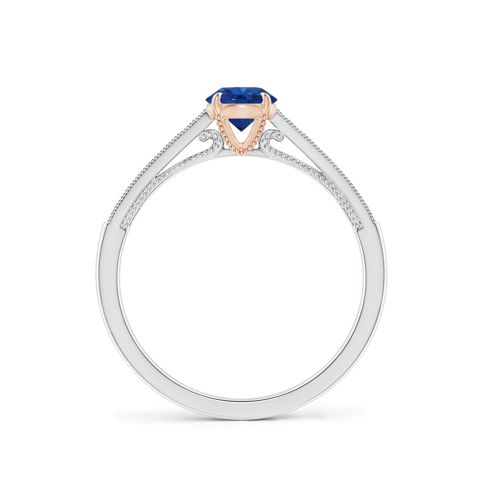 5mm AAA Vintage Inspired Claw-Set Round Sapphire Solitaire Ring in White Gold Rose Gold side-1