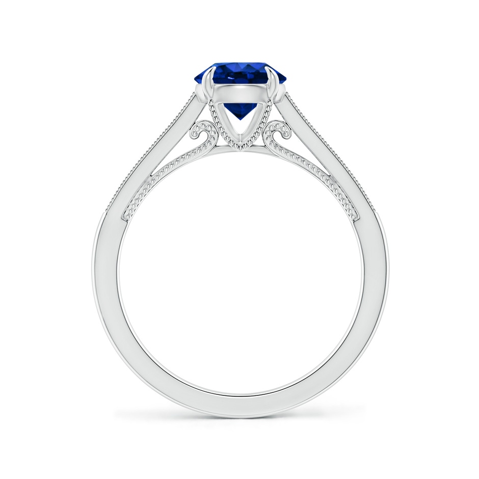 6.5mm Lab-Grown Vintage Inspired Claw-Set Round Sapphire Solitaire Ring in White Gold side-1