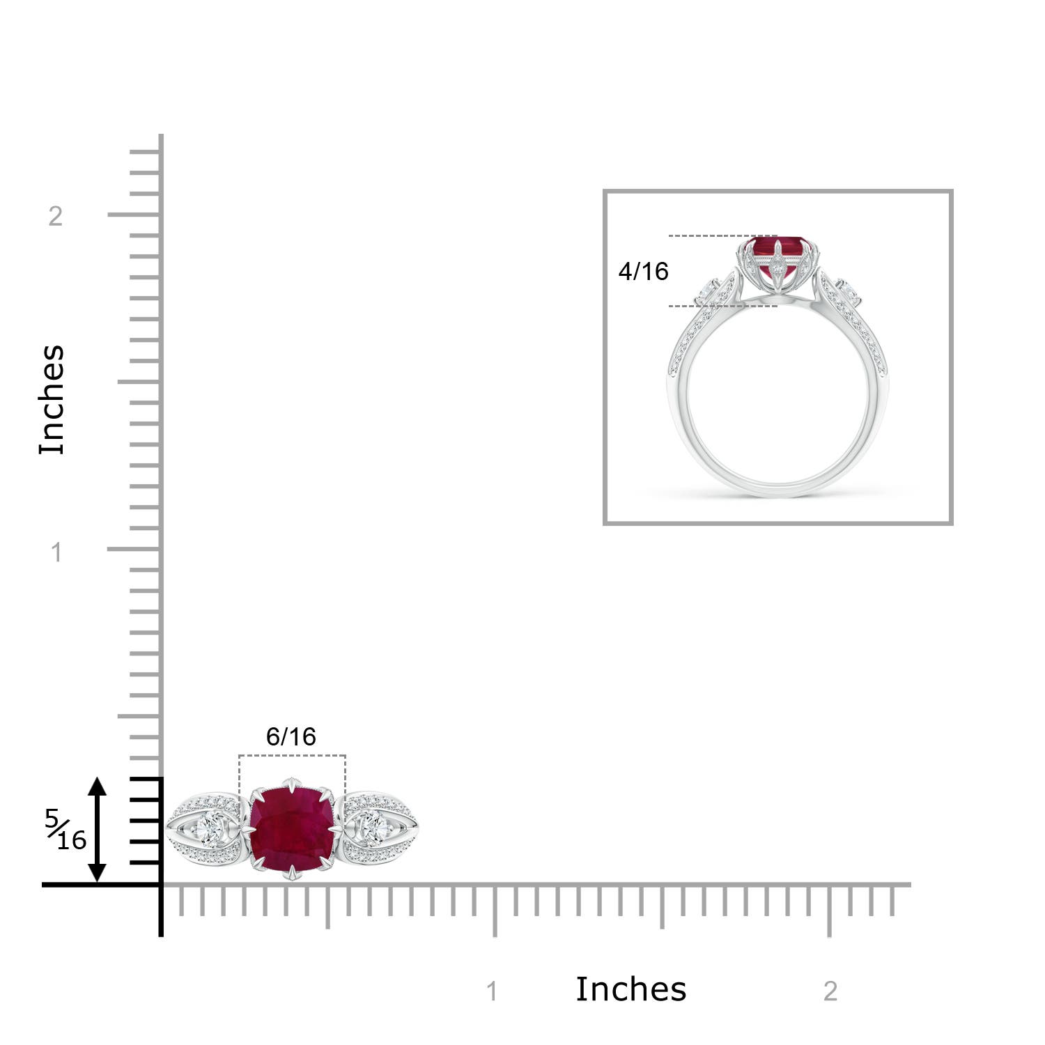 A - Ruby / 1.34 CT / 14 KT White Gold