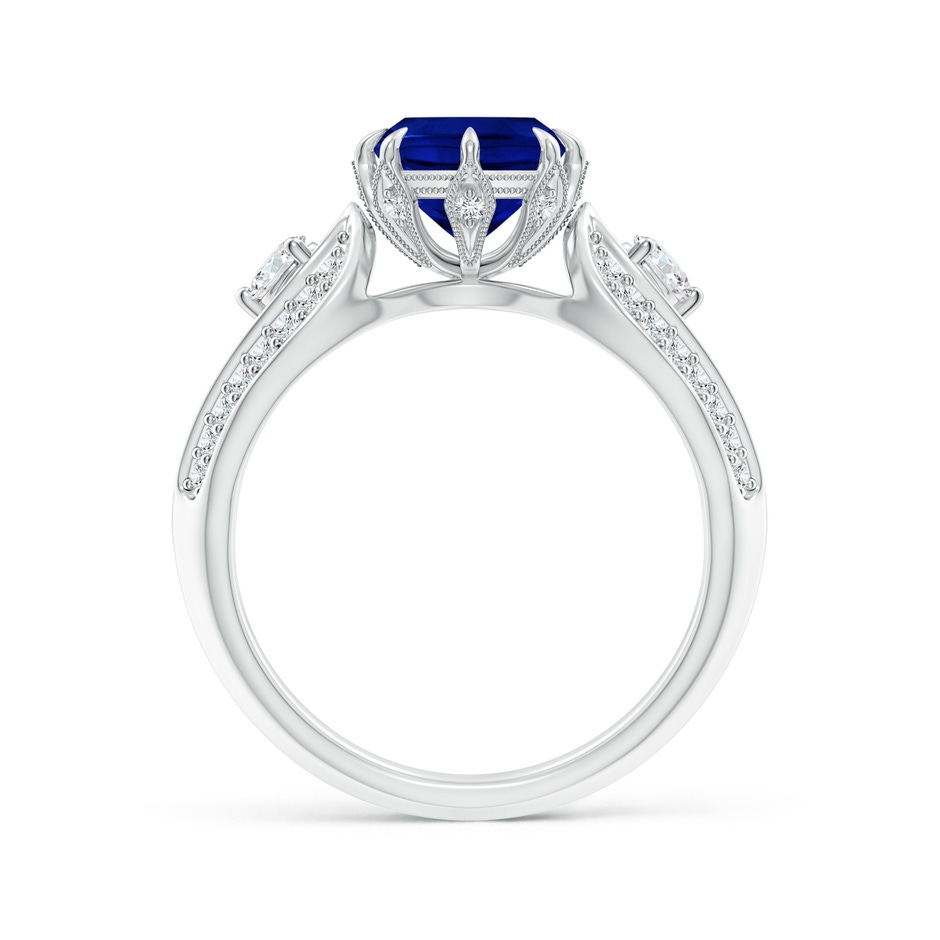 7mm Lab-Grown Vintage Inspired Cushion Sapphire Split Shank Ring in White Gold product image