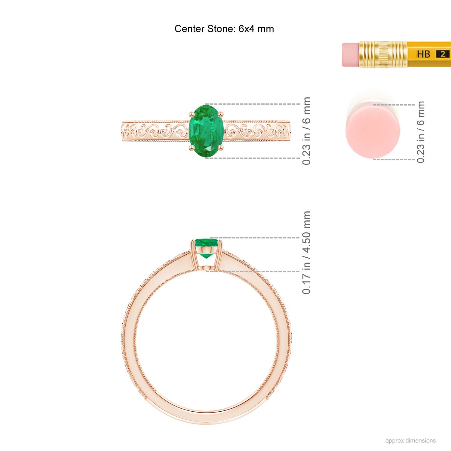 AA - Emerald / 0.4 CT / 14 KT Rose Gold