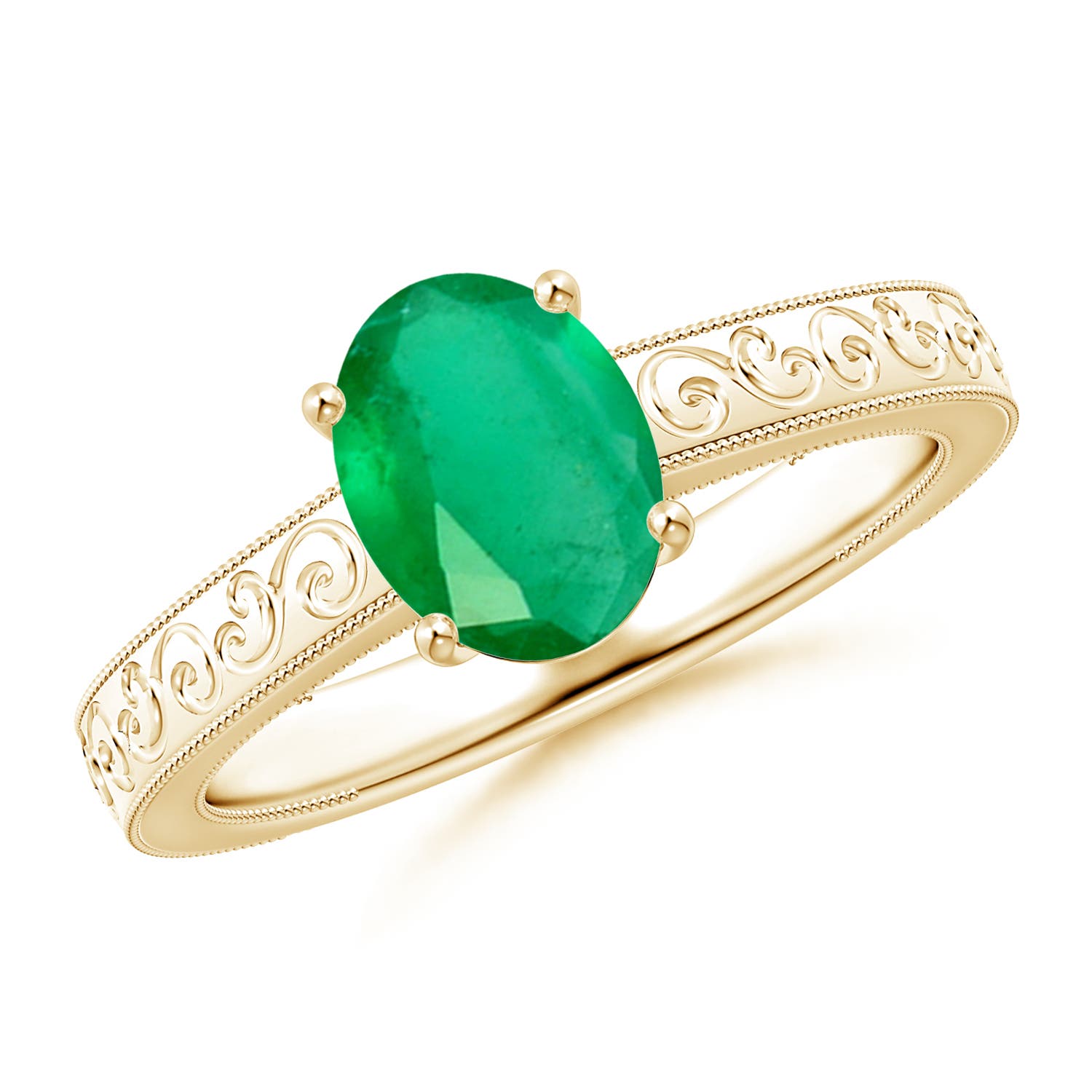 A - Emerald / 1.1 CT / 14 KT Yellow Gold