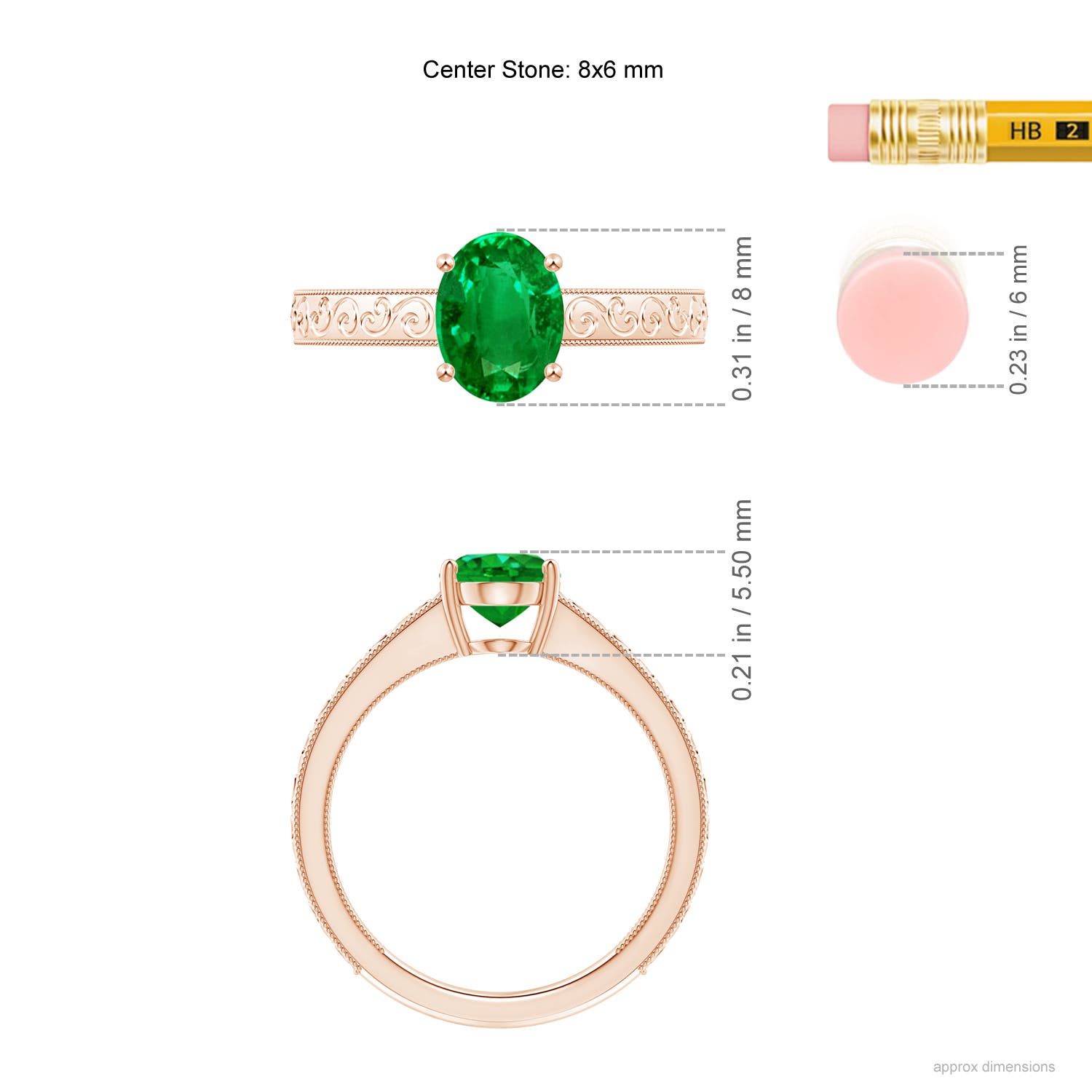 AAAA - Emerald / 1.1 CT / 14 KT Rose Gold