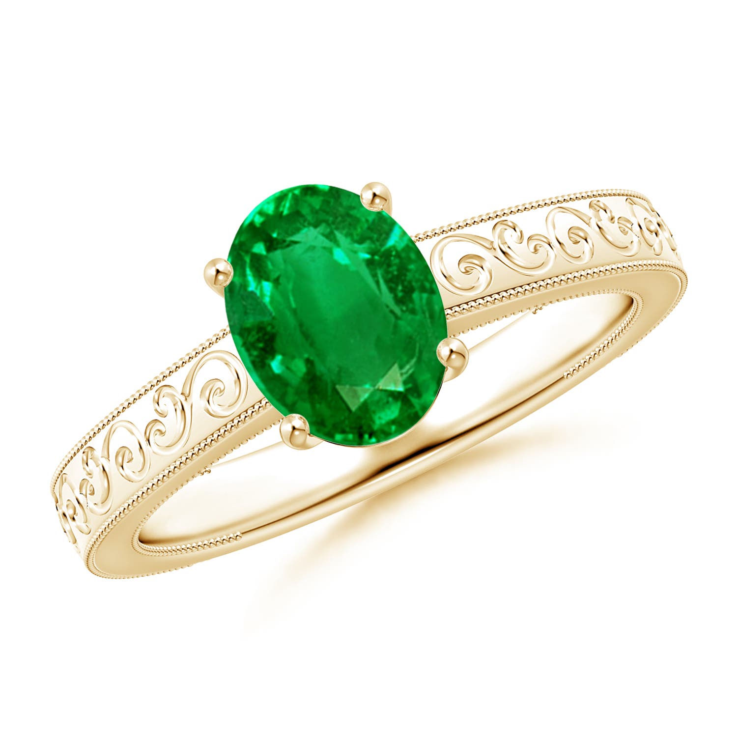 AAAA - Emerald / 1.1 CT / 14 KT Yellow Gold