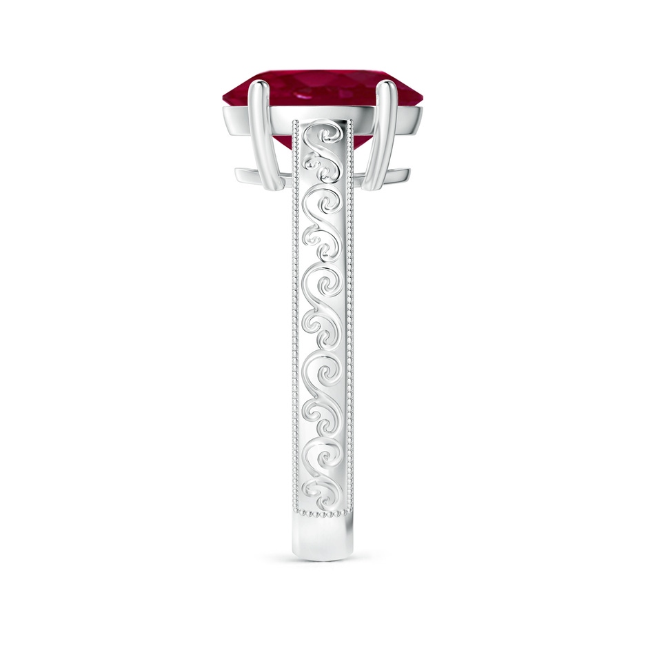 10x8mm A Vintage Inspired Oval Ruby Ring with Engraved Shank in White Gold side 299