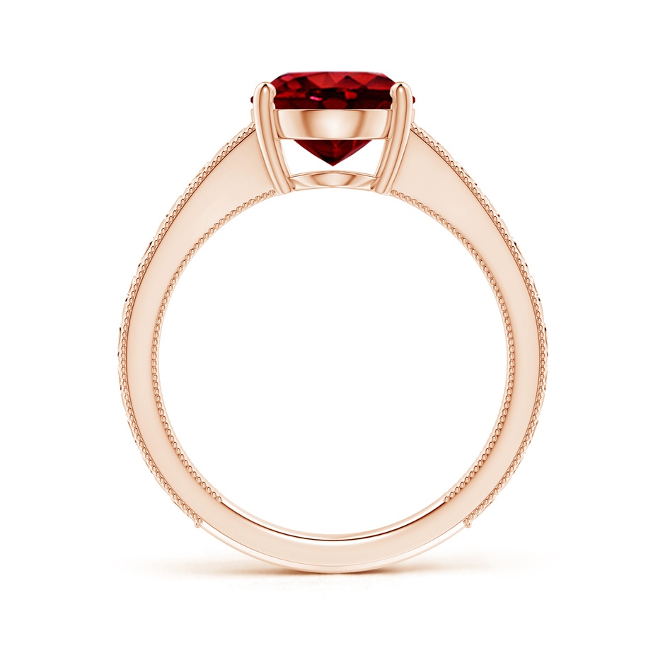 10x8mm AAAA Vintage Inspired Oval Ruby Ring with Engraved Shank in Rose Gold side 199