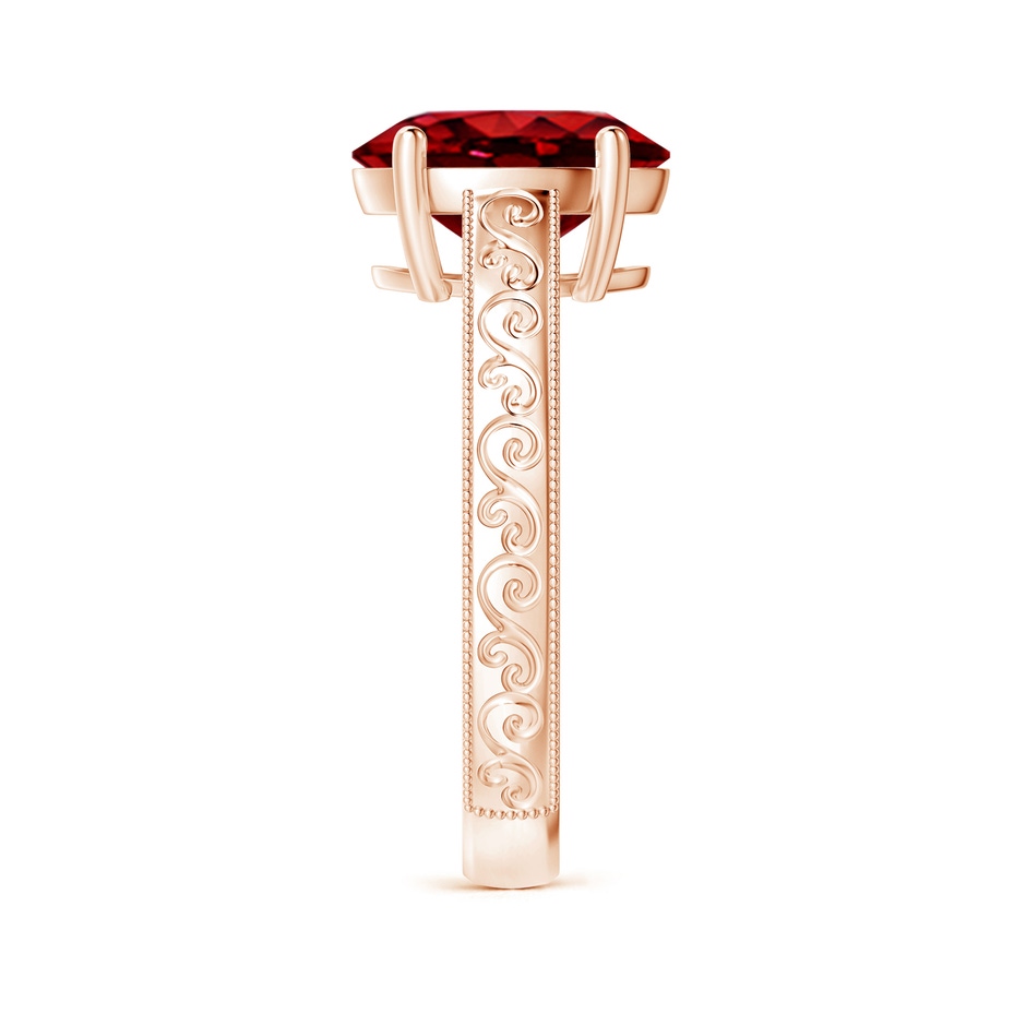 10x8mm AAAA Vintage Inspired Oval Ruby Ring with Engraved Shank in Rose Gold side 299
