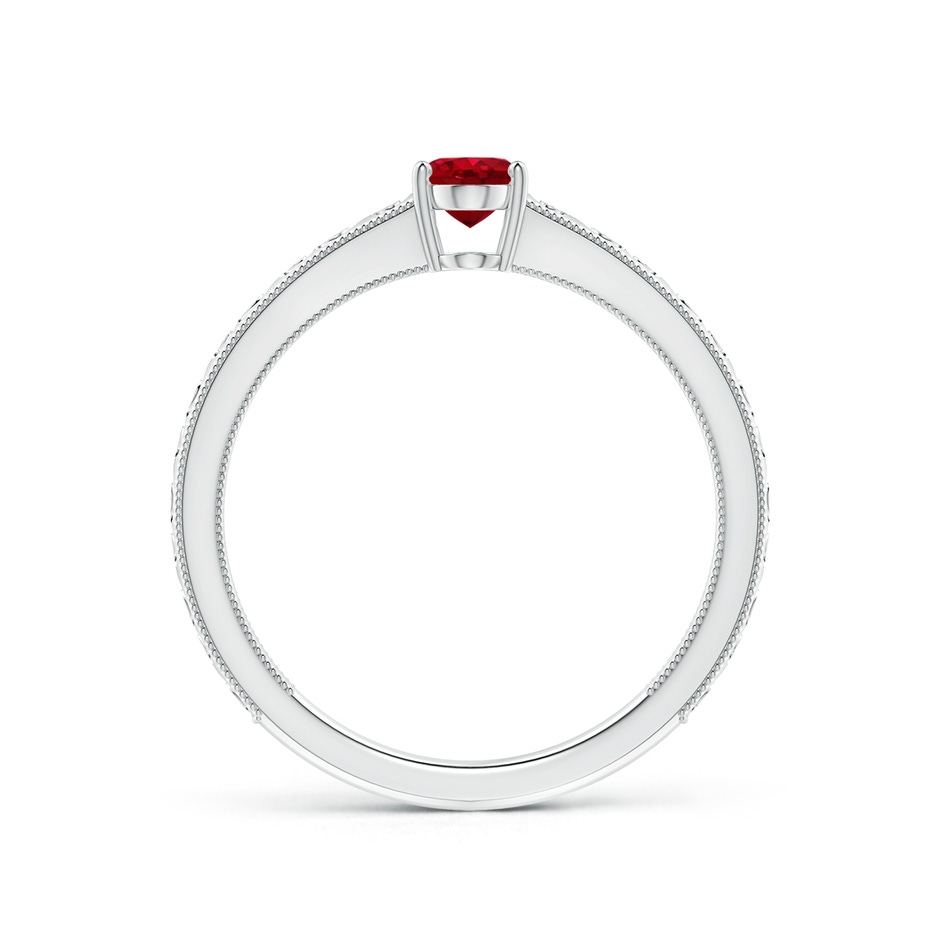 6x4mm AAA Vintage Inspired Oval Ruby Ring with Engraved Shank in White Gold side 199