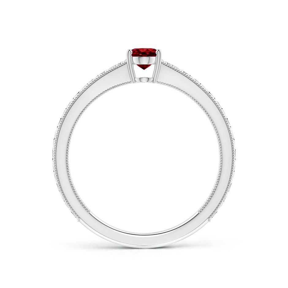 6x4mm AAAA Vintage Inspired Oval Ruby Ring with Engraved Shank in White Gold side 199