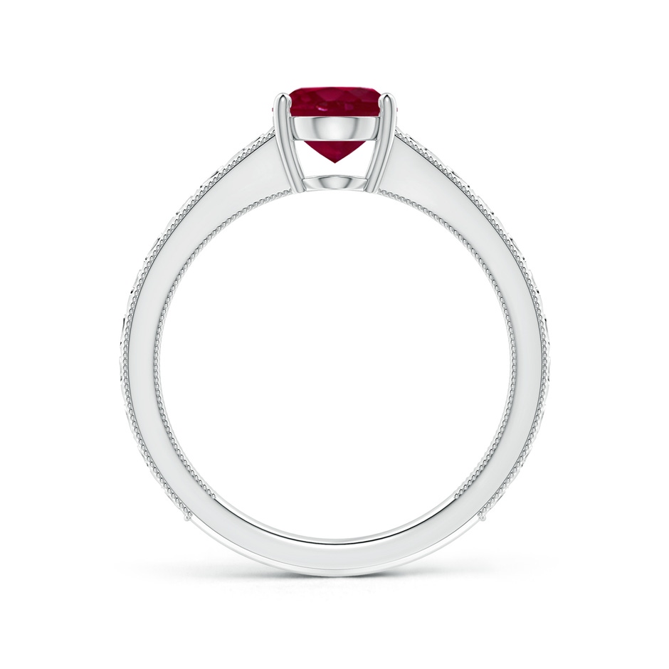 8x6mm A Vintage Inspired Oval Ruby Ring with Engraved Shank in White Gold side 199