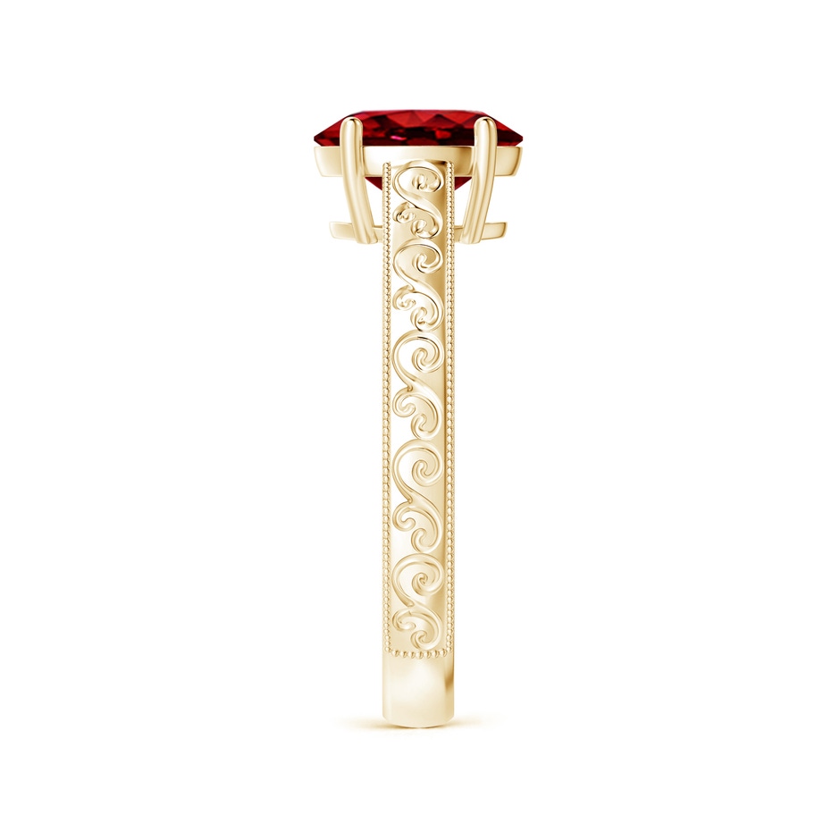8x6mm AAAA Vintage Inspired Oval Ruby Ring with Engraved Shank in Yellow Gold side 299