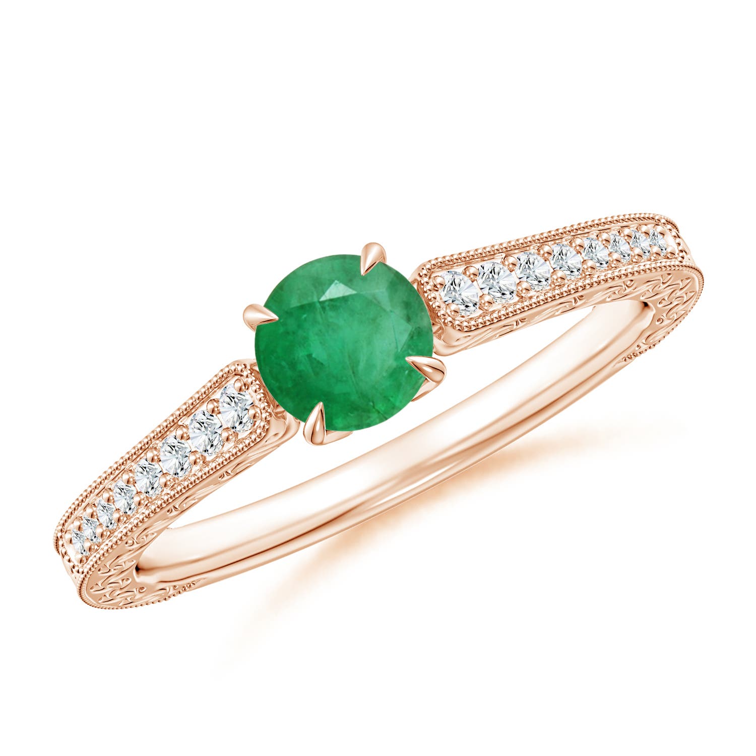 A - Emerald / 0.58 CT / 14 KT Rose Gold