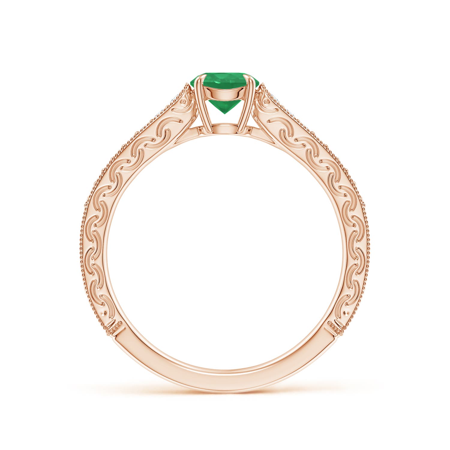 A - Emerald / 0.58 CT / 14 KT Rose Gold