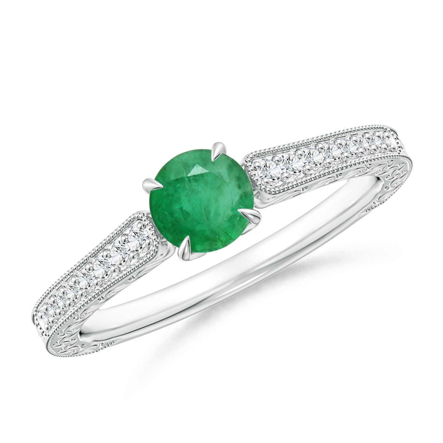 A - Emerald / 0.58 CT / 14 KT White Gold