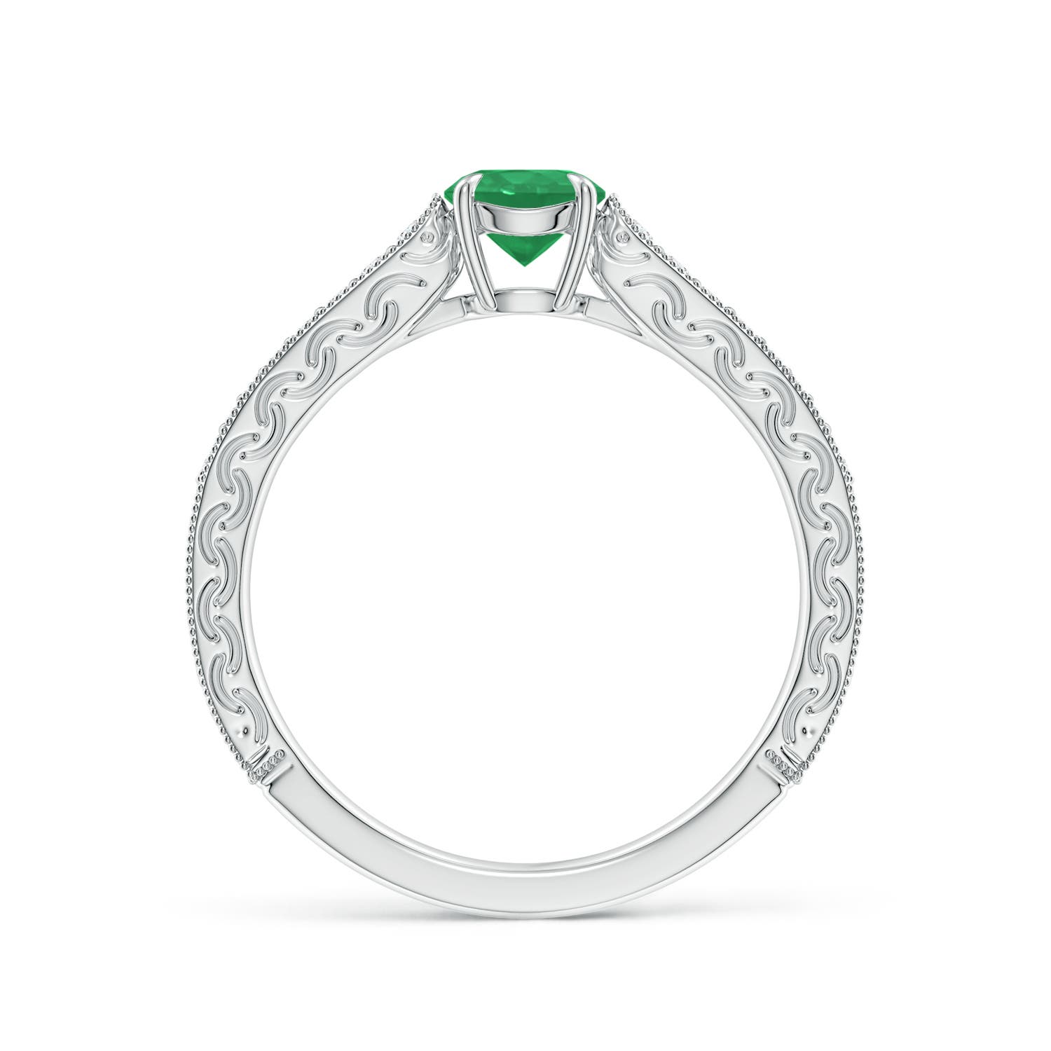 A - Emerald / 0.58 CT / 14 KT White Gold