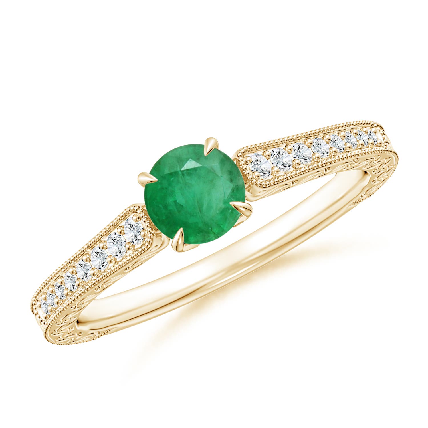 A - Emerald / 0.58 CT / 14 KT Yellow Gold