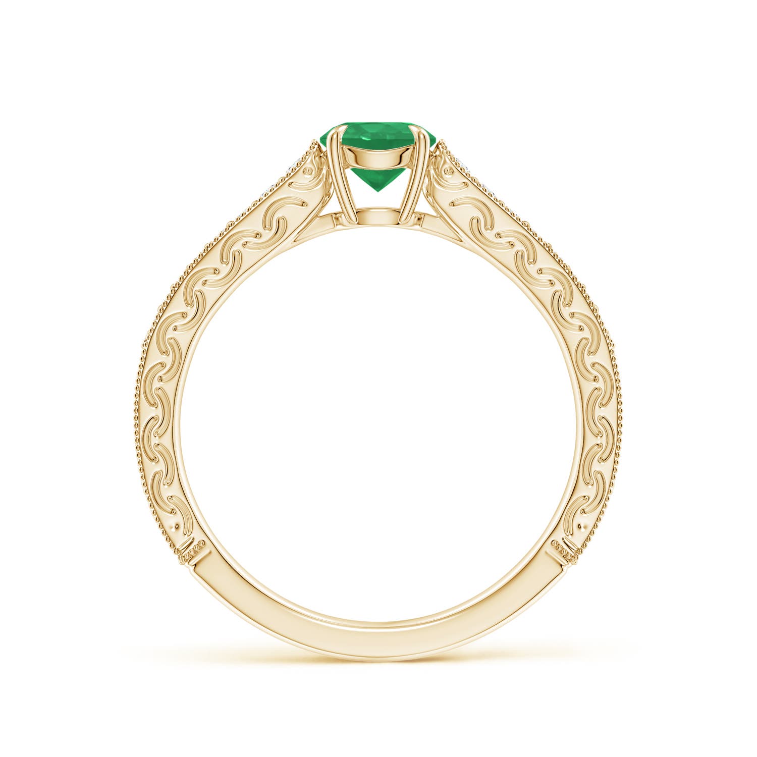 A - Emerald / 0.58 CT / 14 KT Yellow Gold