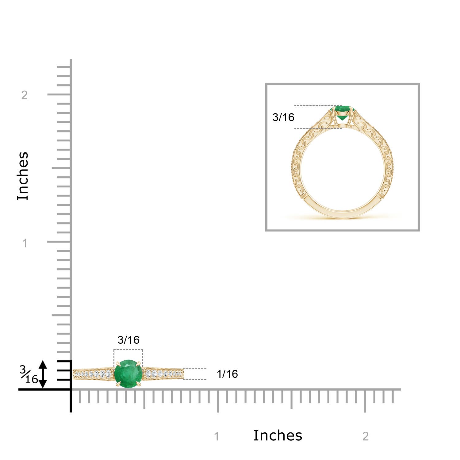 A - Emerald / 0.58 CT / 14 KT Yellow Gold