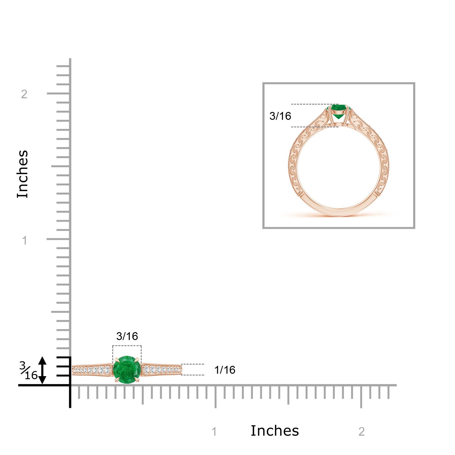 AA - Emerald / 0.58 CT / 14 KT Rose Gold