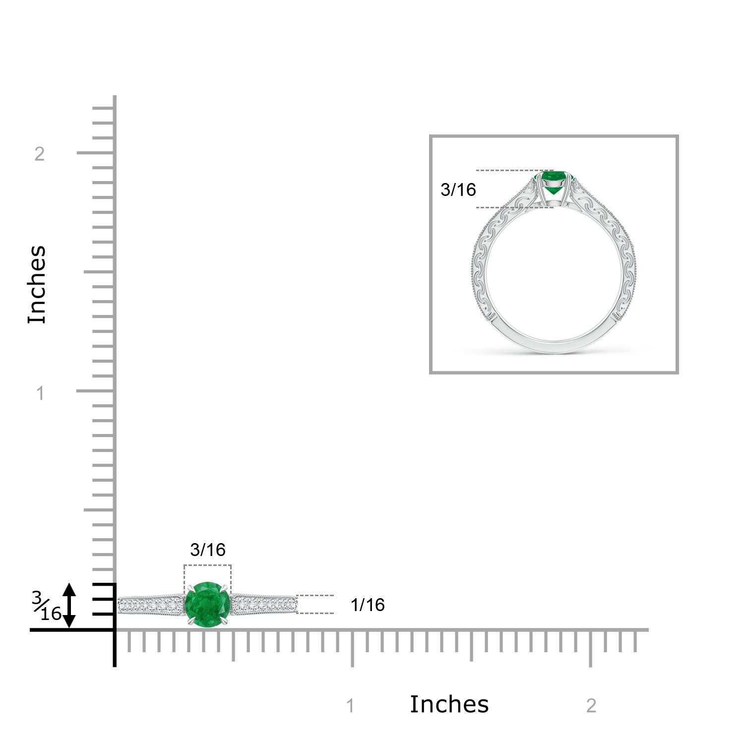 AA - Emerald / 0.58 CT / 14 KT White Gold