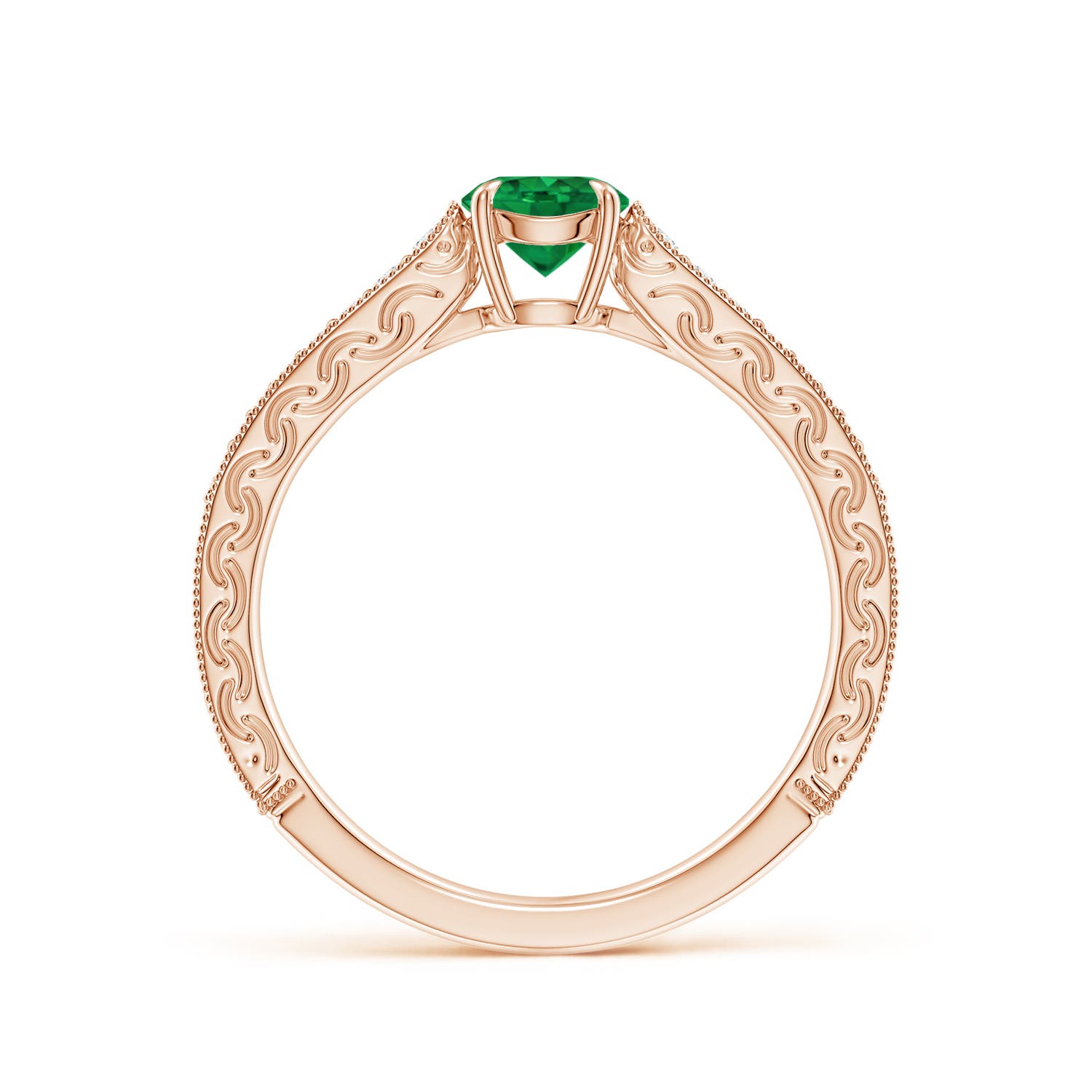 AAA - Emerald / 0.58 CT / 14 KT Rose Gold