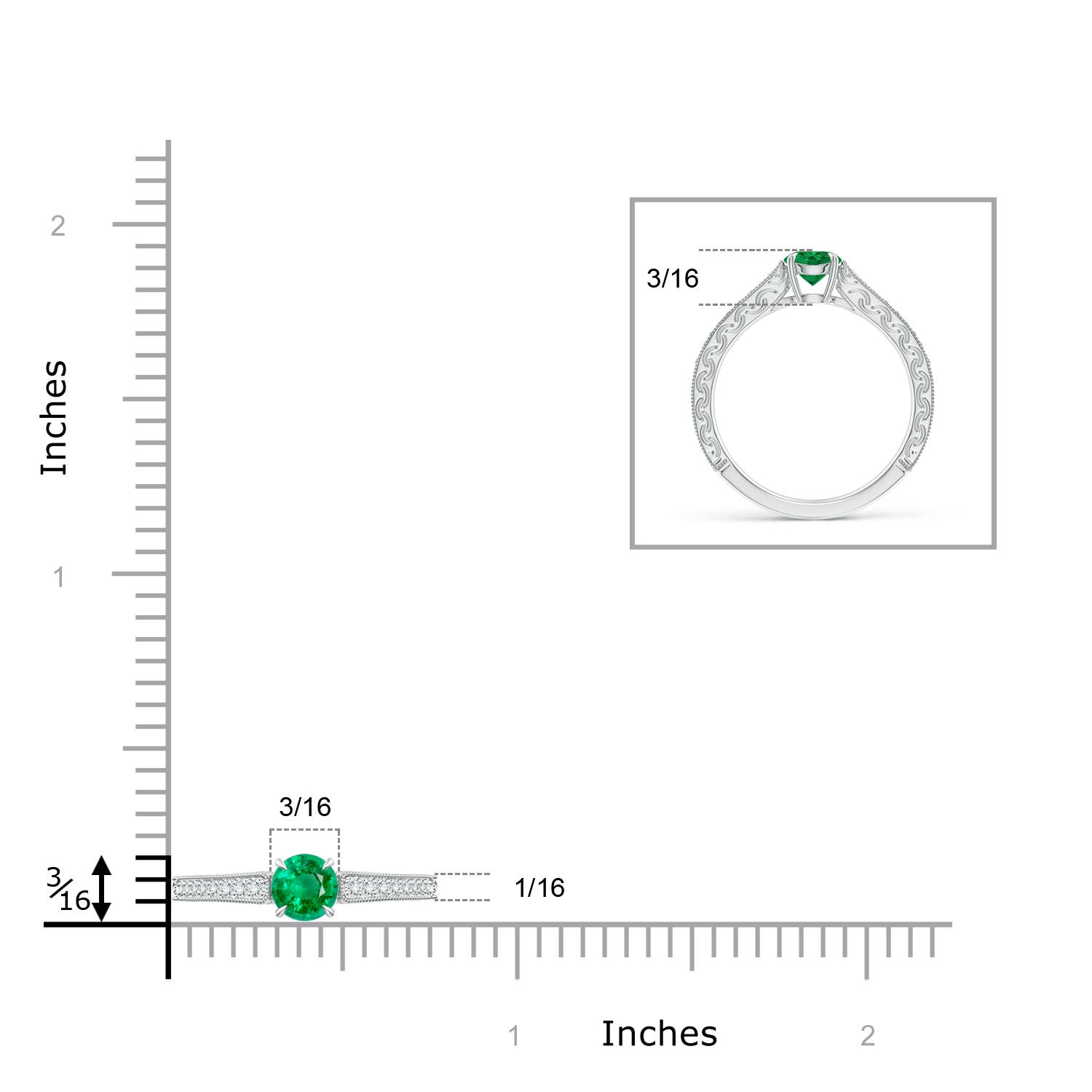 AAA - Emerald / 0.58 CT / 14 KT White Gold