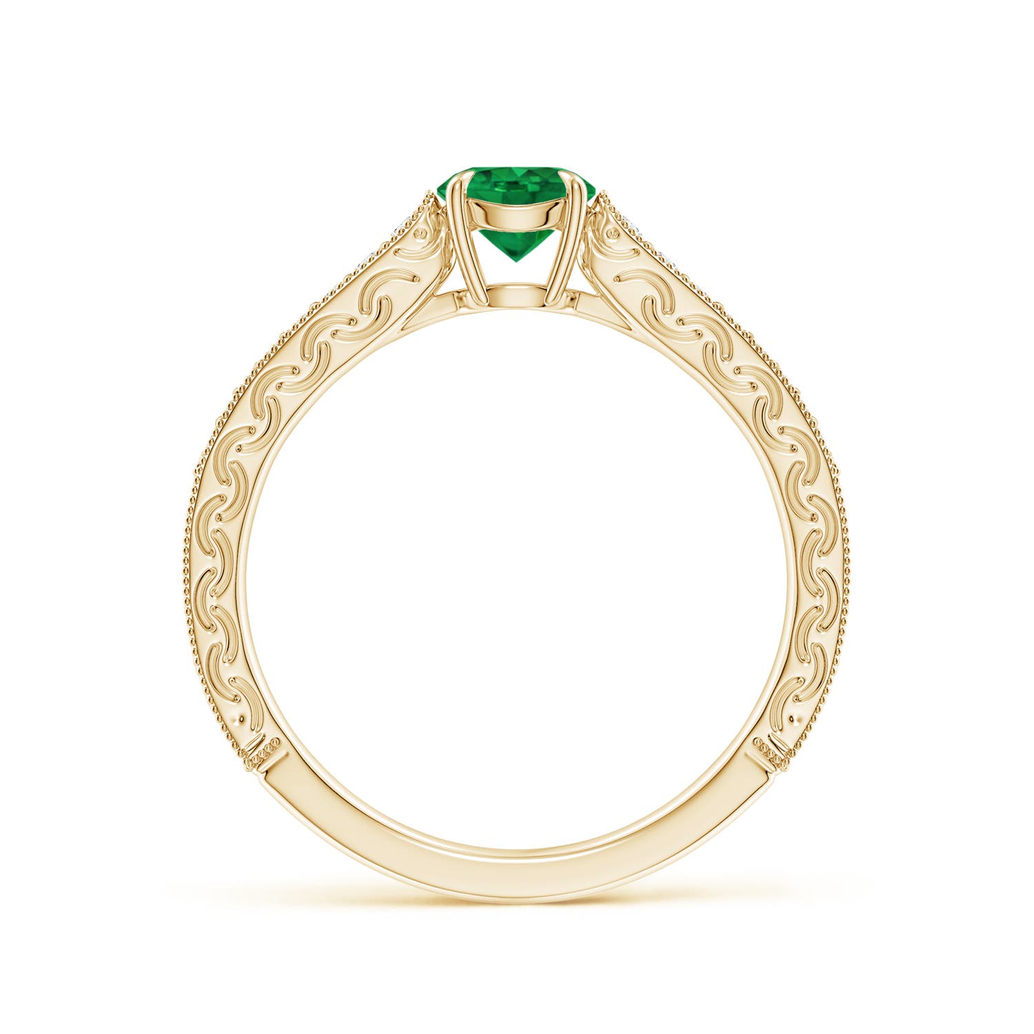 AAA - Emerald / 0.58 CT / 14 KT Yellow Gold