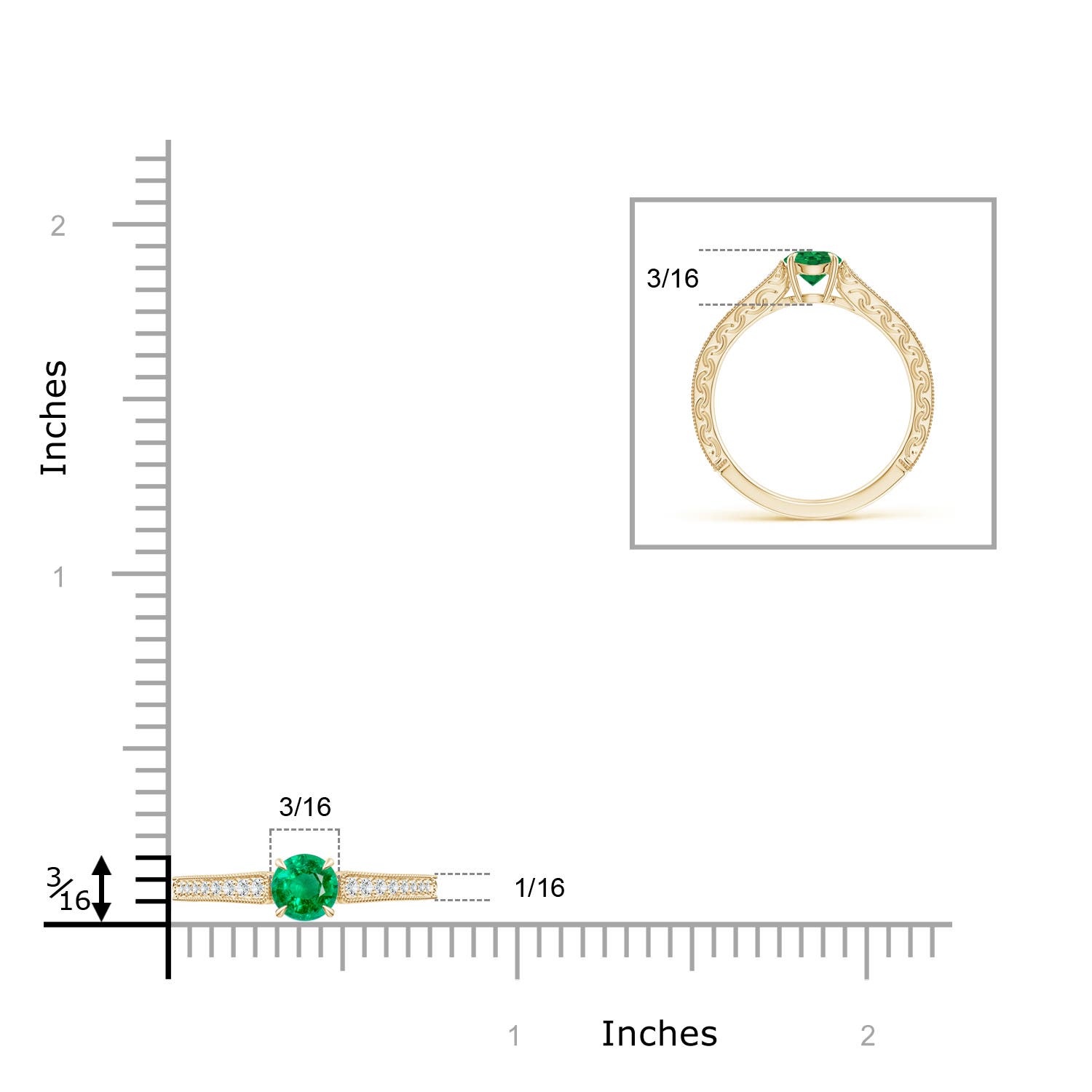 AAA - Emerald / 0.58 CT / 14 KT Yellow Gold