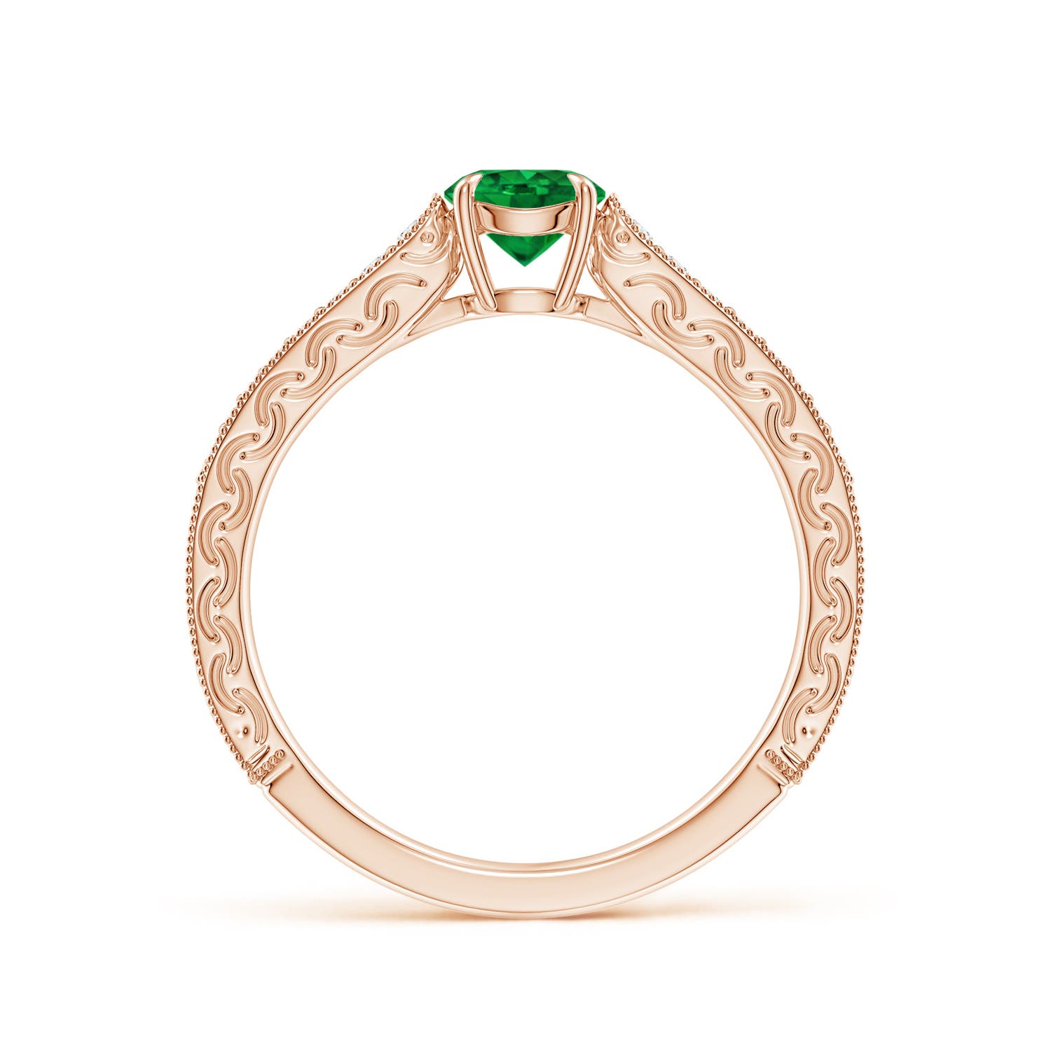 AAAA - Emerald / 0.58 CT / 14 KT Rose Gold