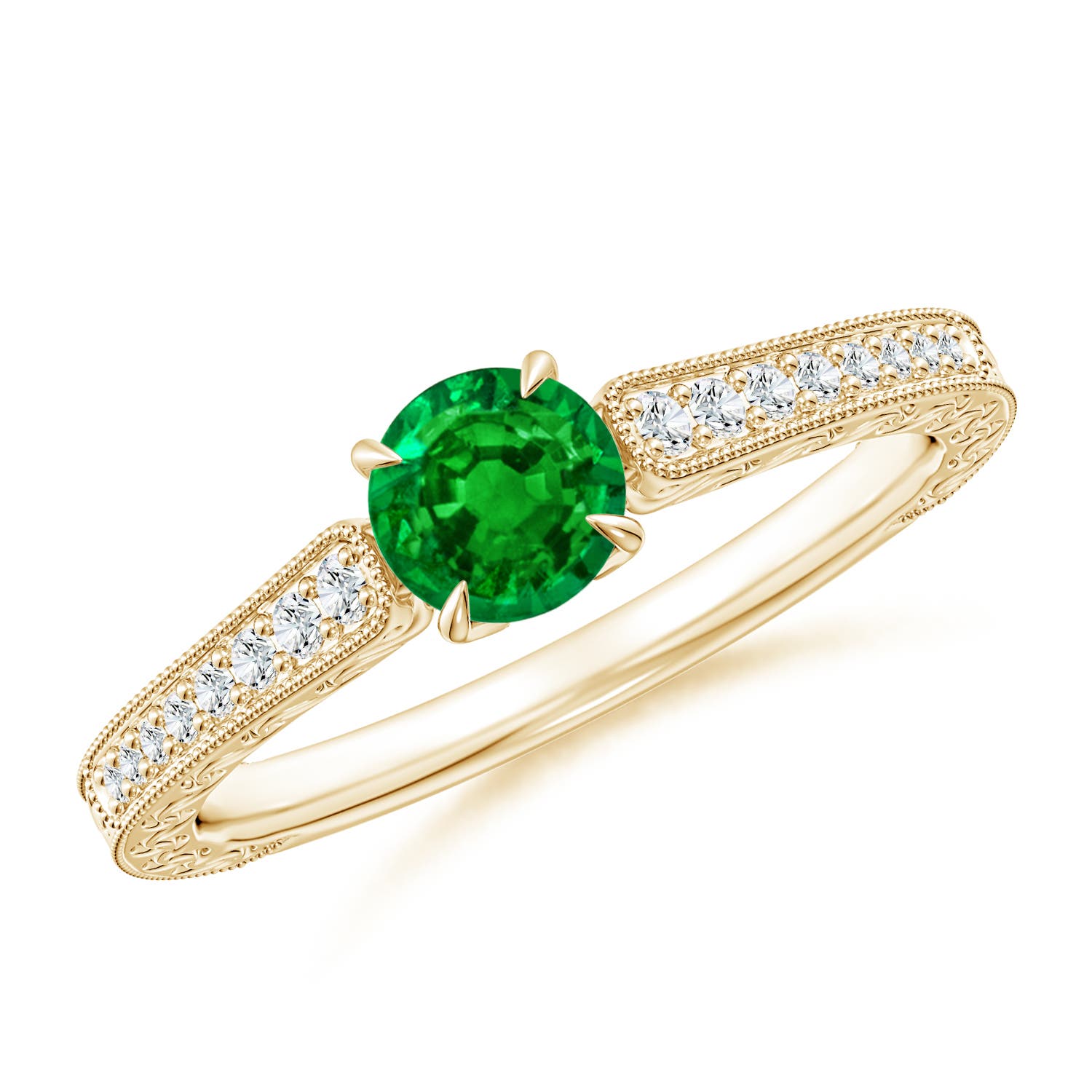 AAAA - Emerald / 0.58 CT / 14 KT Yellow Gold