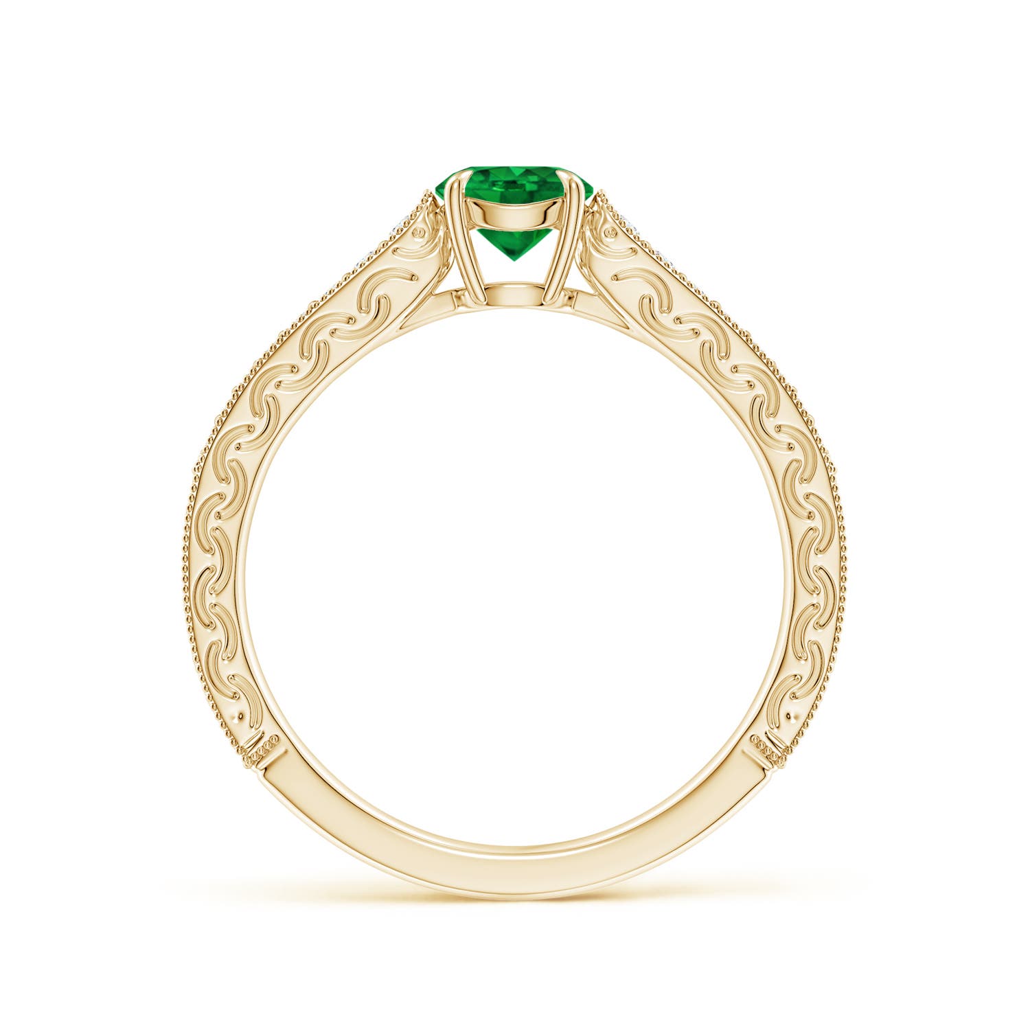 AAAA - Emerald / 0.58 CT / 14 KT Yellow Gold