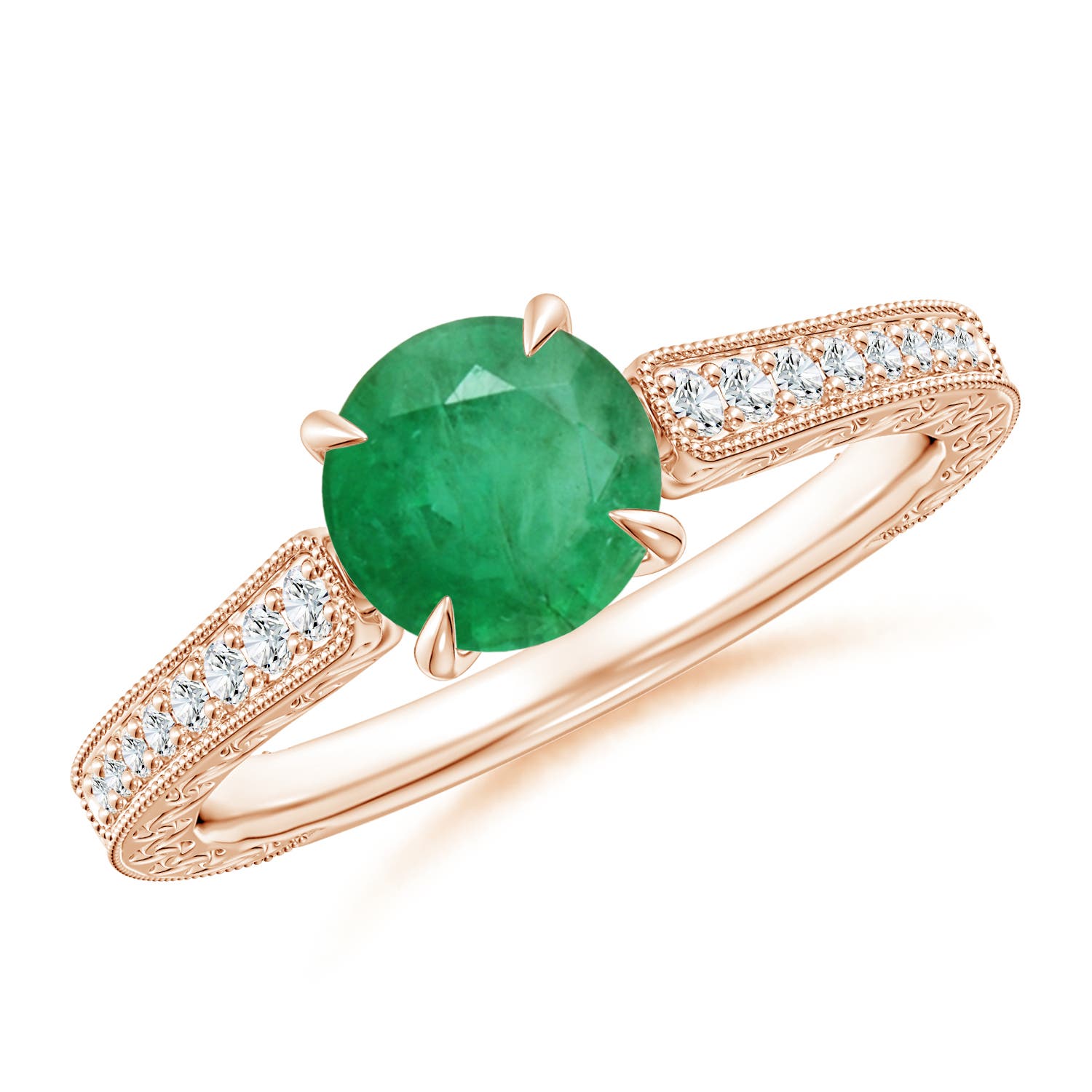 A - Emerald / 1.08 CT / 14 KT Rose Gold