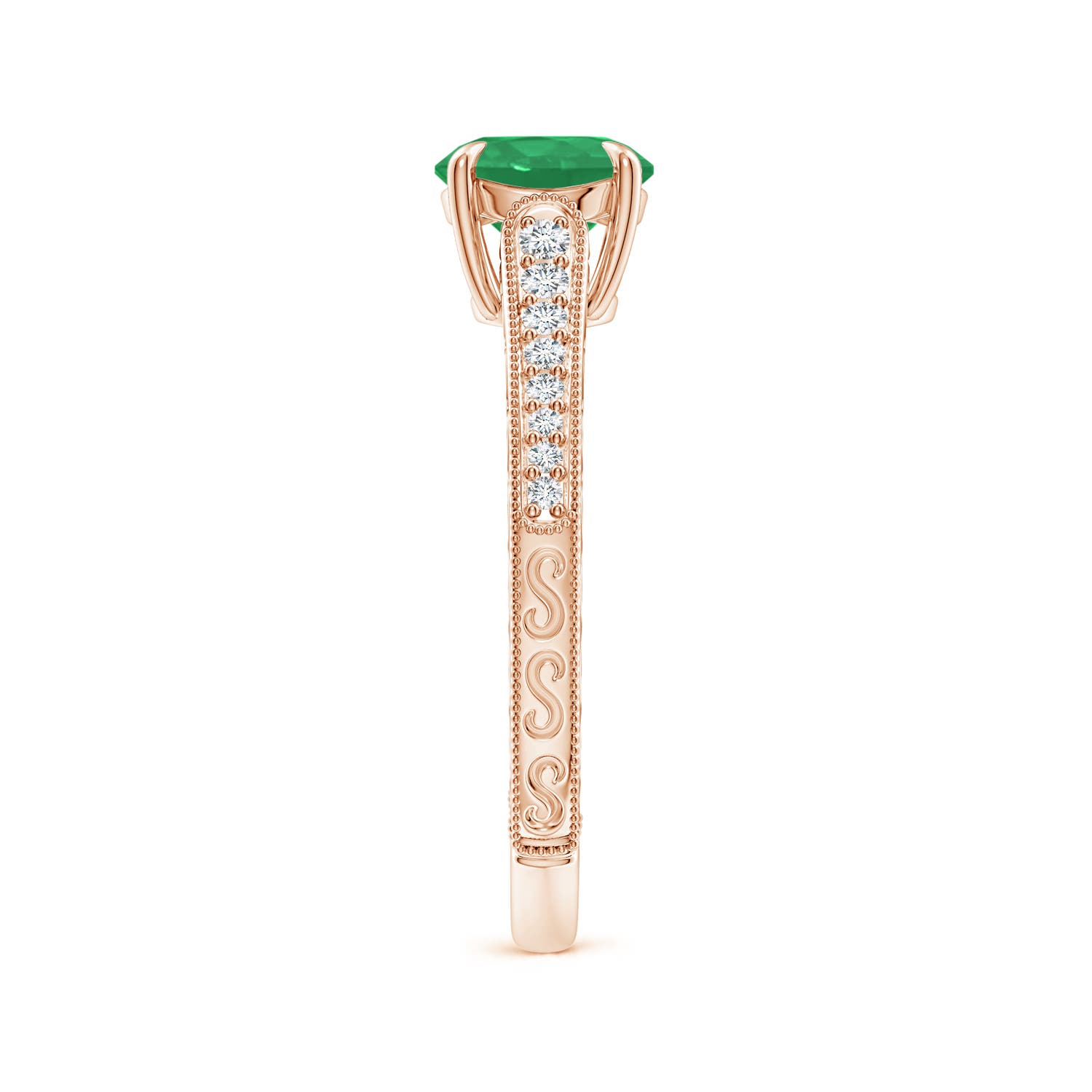 A - Emerald / 1.08 CT / 14 KT Rose Gold