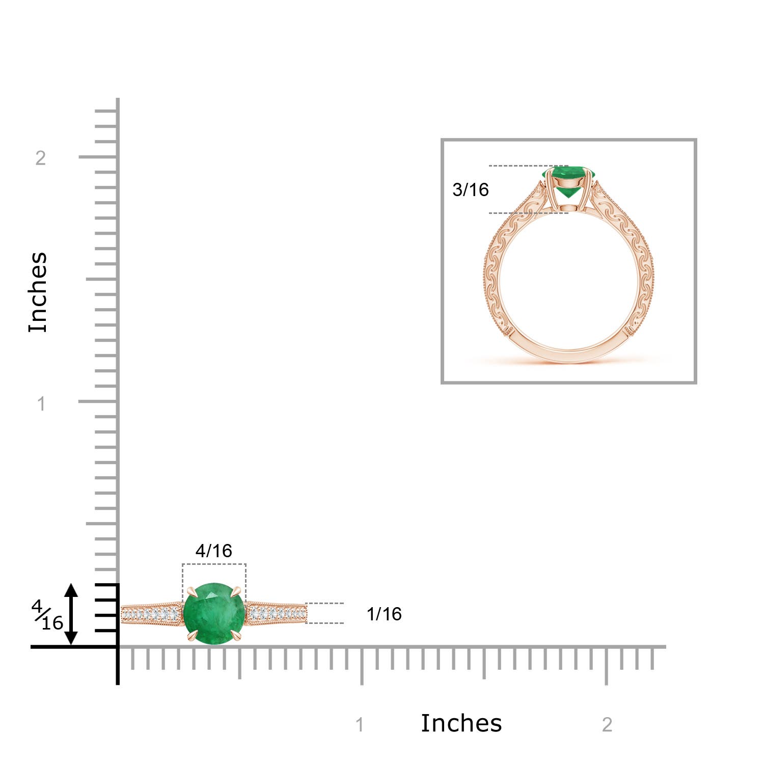 A - Emerald / 1.08 CT / 14 KT Rose Gold