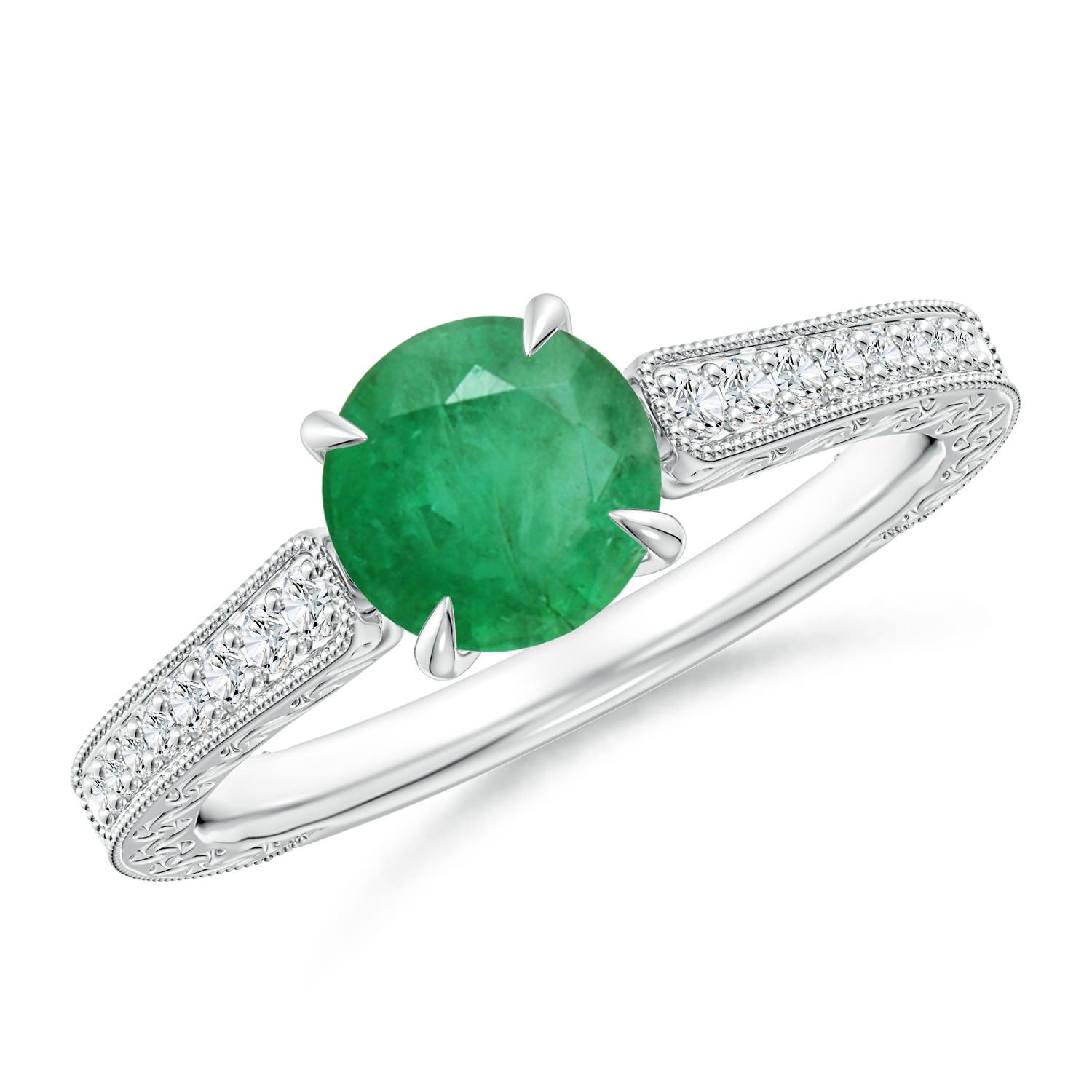 A - Emerald / 1.08 CT / 14 KT White Gold