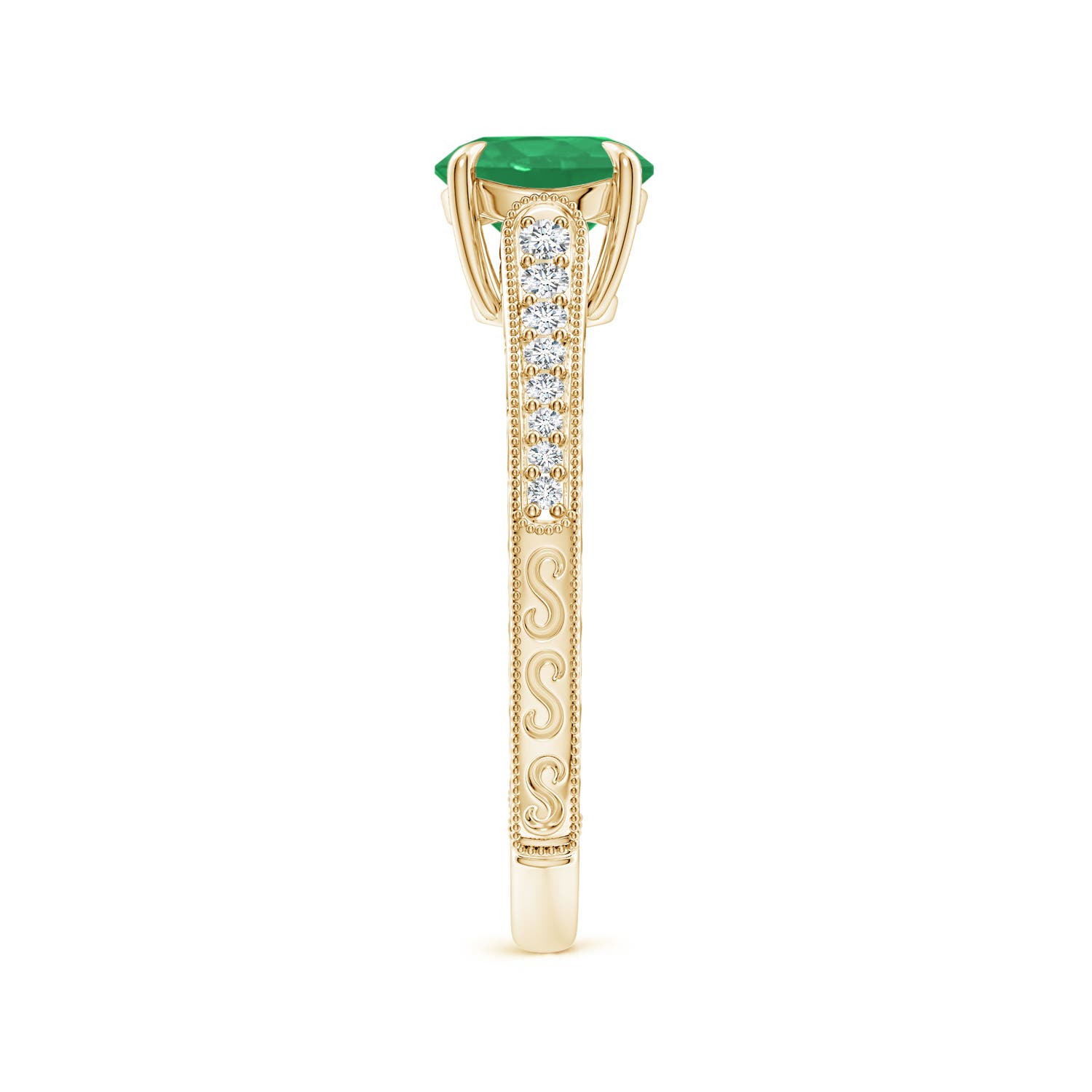 A - Emerald / 1.08 CT / 14 KT Yellow Gold