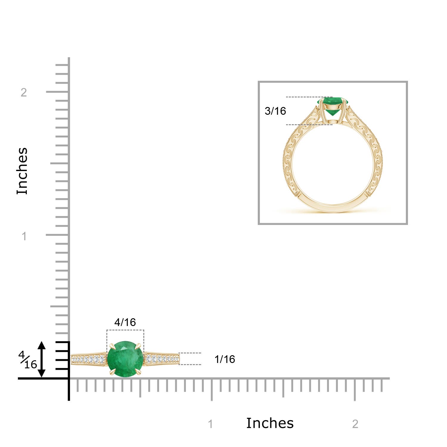 A - Emerald / 1.08 CT / 14 KT Yellow Gold