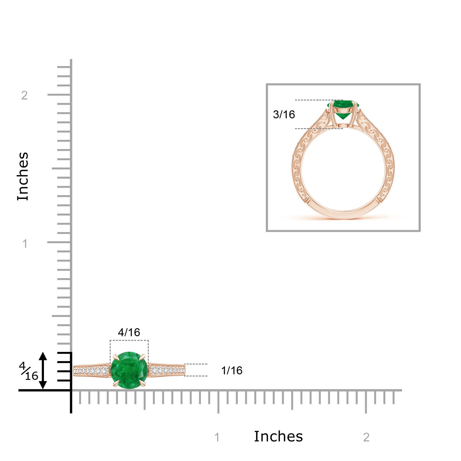 AA - Emerald / 1.08 CT / 14 KT Rose Gold