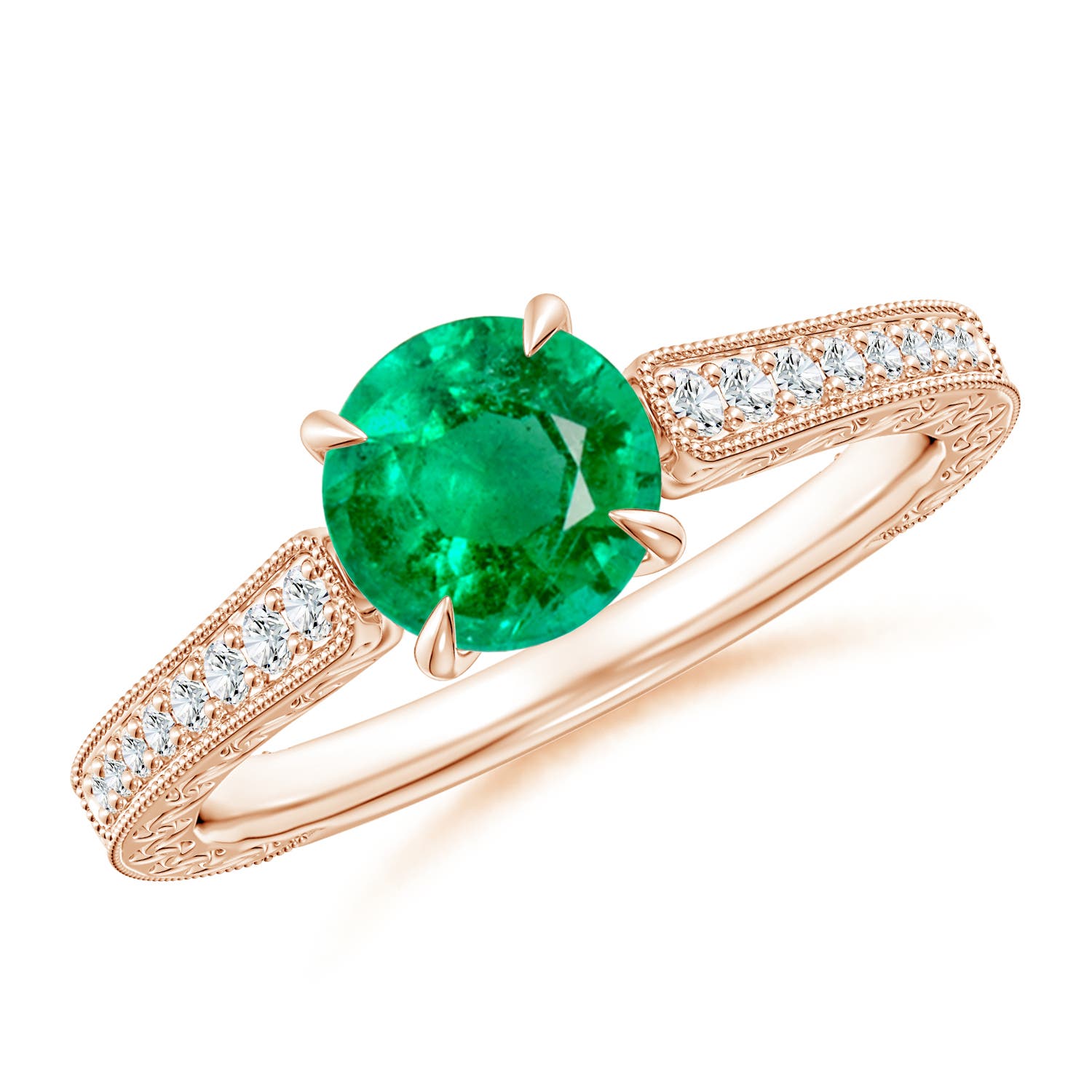 AAA - Emerald / 1.08 CT / 14 KT Rose Gold