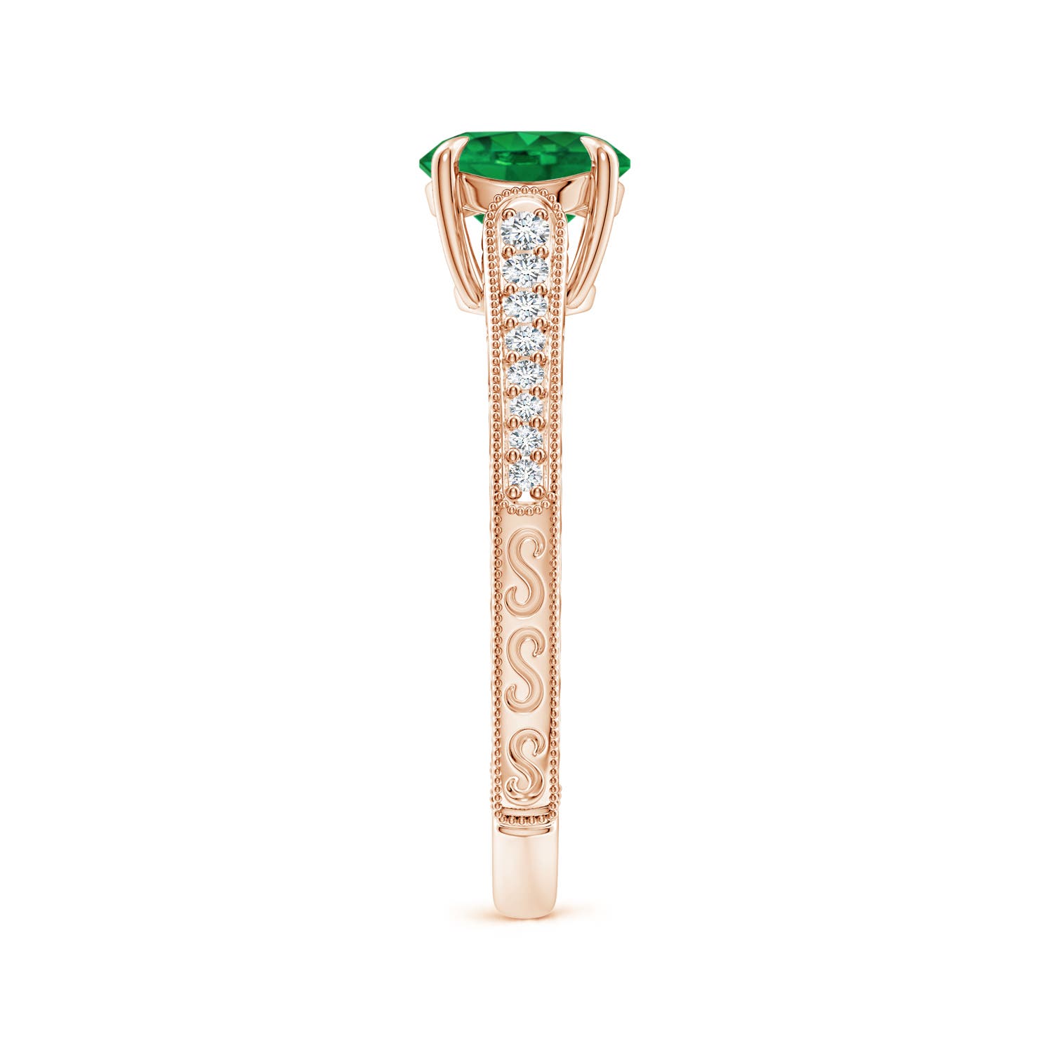 AAA - Emerald / 1.08 CT / 14 KT Rose Gold